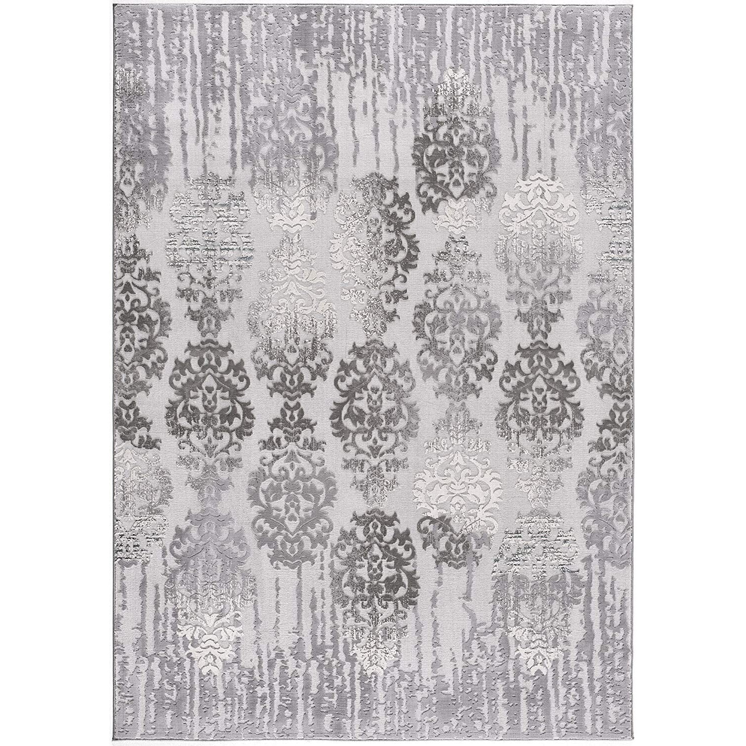 8 X 11 Gray Dripping Damask Area Rug