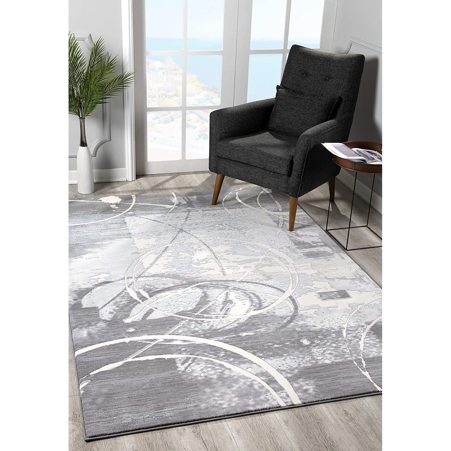 5 X 8 Gray Abstract Splatter Area Rug