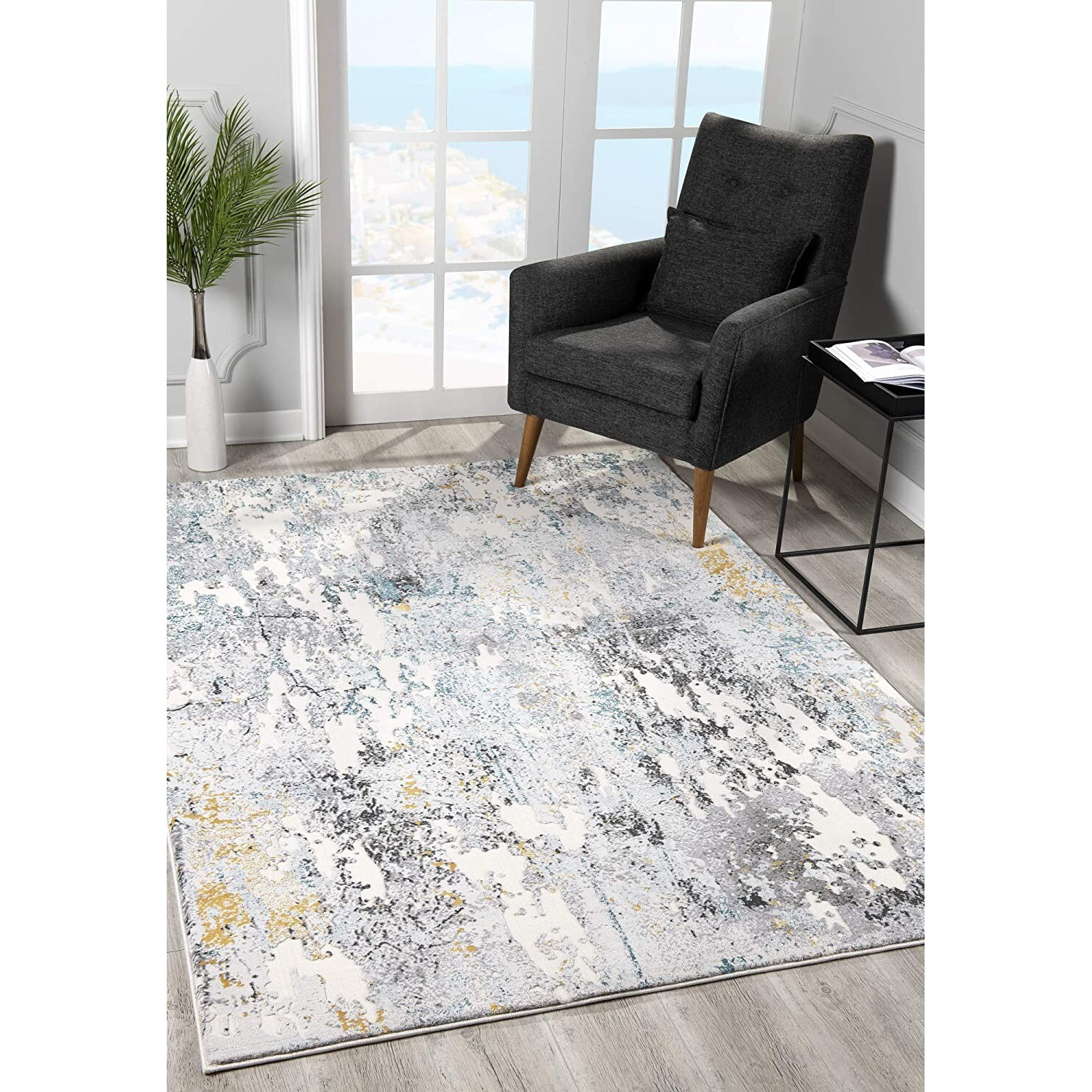 8 X 11 Gray Distressed Modern Abstract Area Rug
