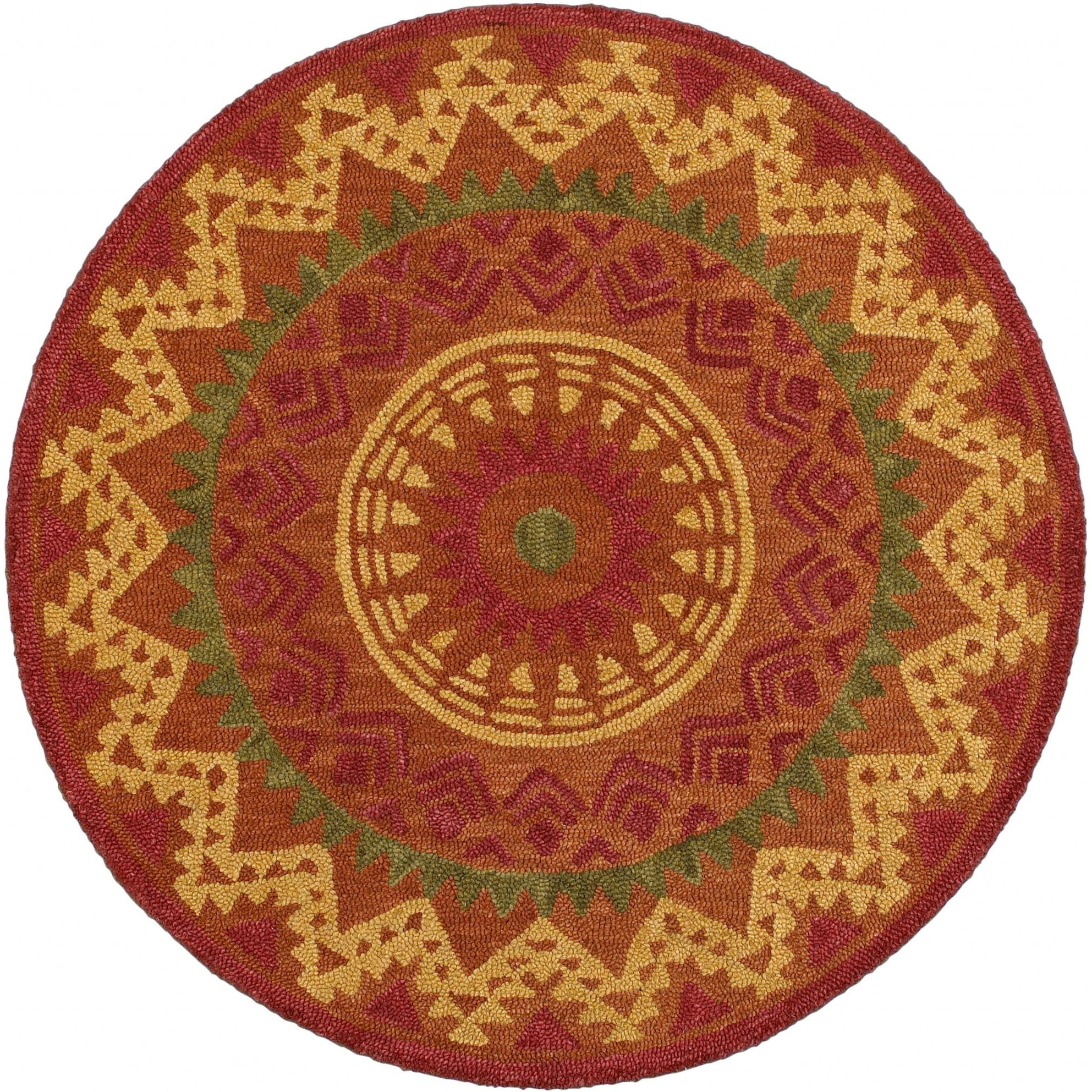 6 Round Orange Decorative Area Rug