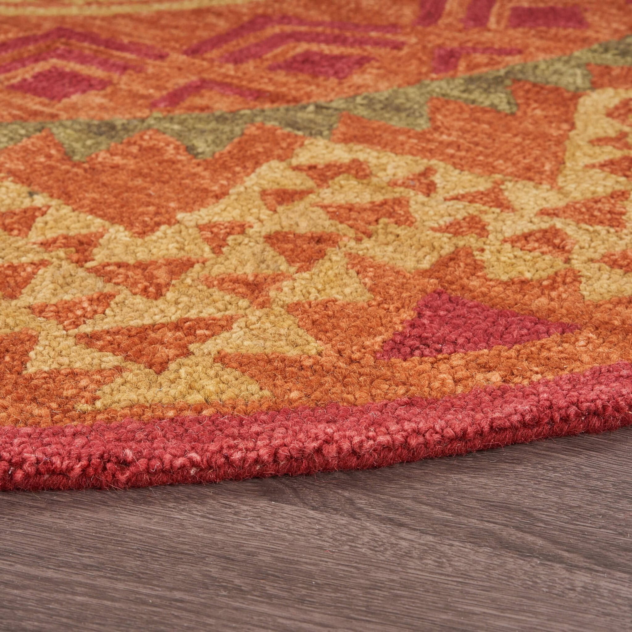 6 Round Orange Decorative Area Rug