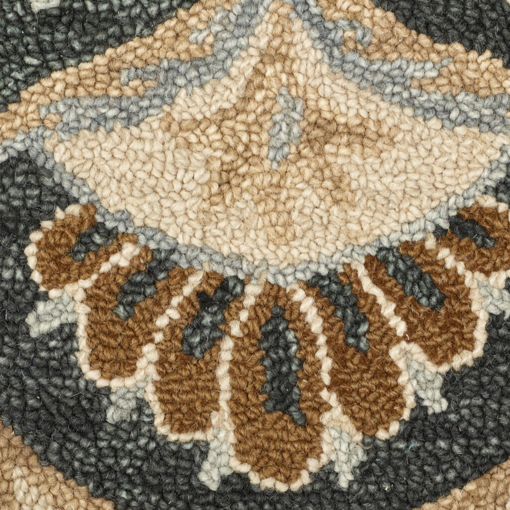 4 Round Black Flower Blossom Area Rug