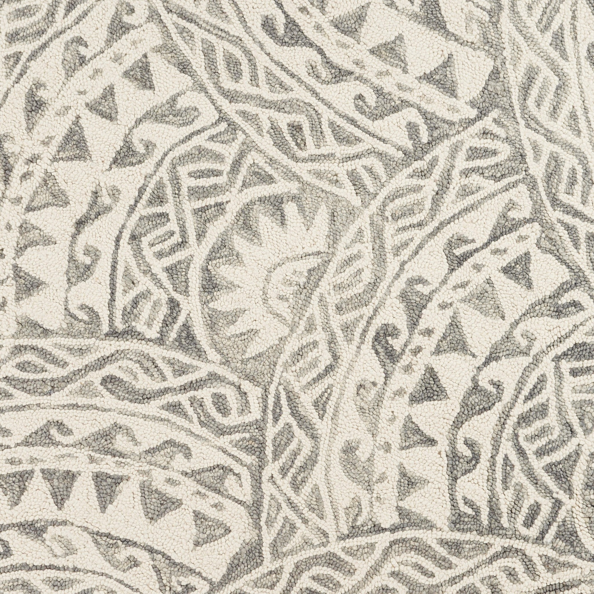 6 Round Gray Decorative Waves Area Rug