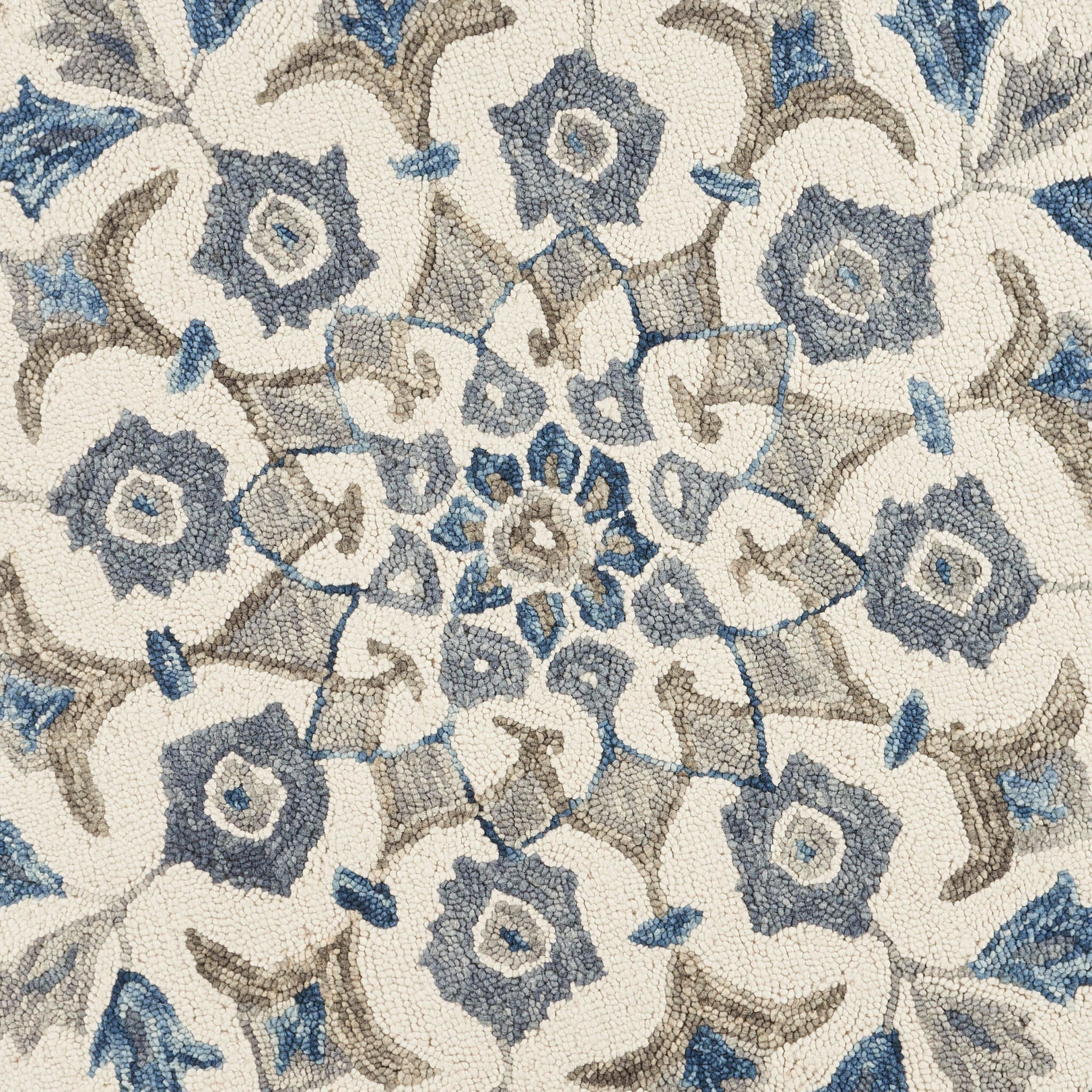 6 Round Blue Floral Oasis Area Rug