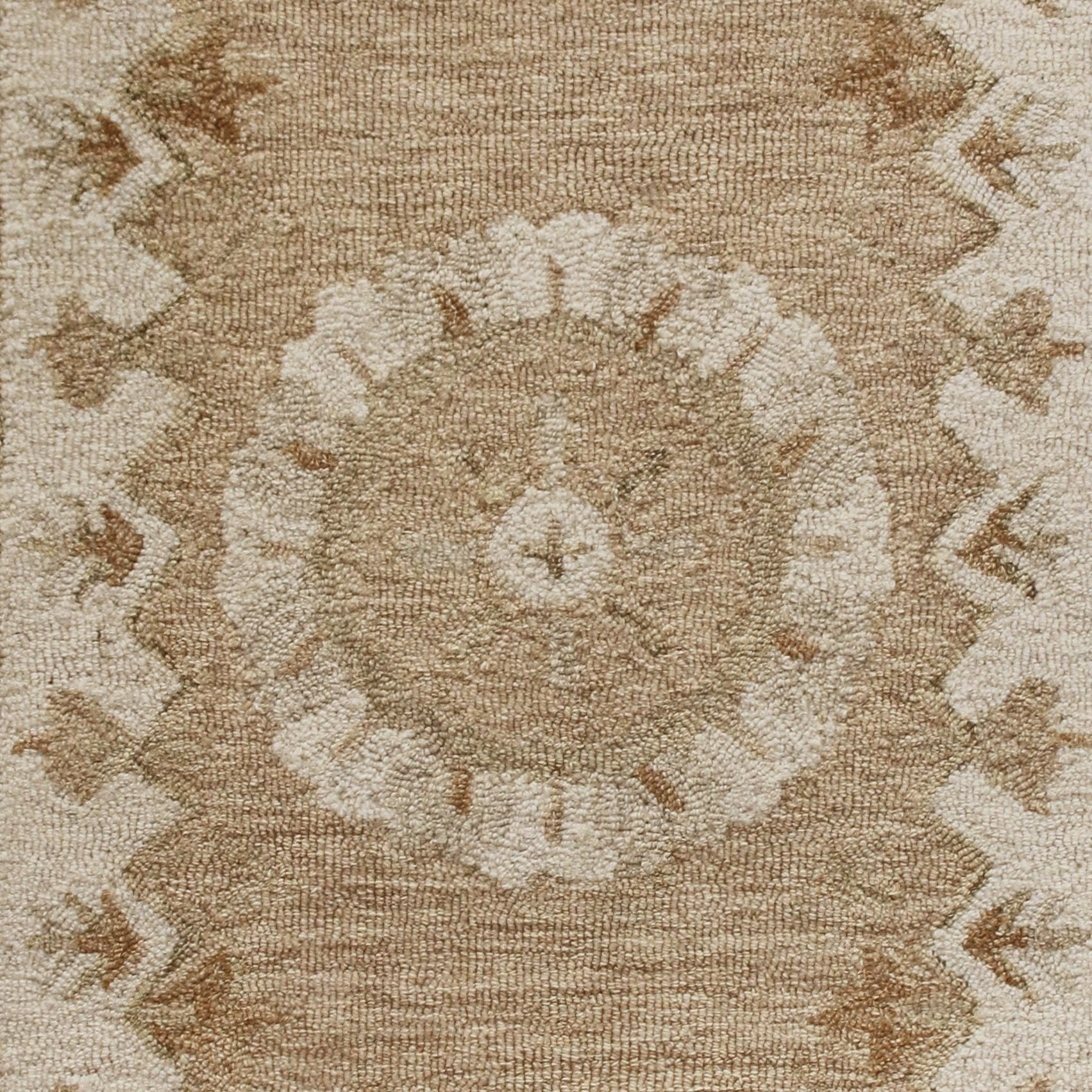 2 X 7 Tan Retro Modern Medallion Runner Rug