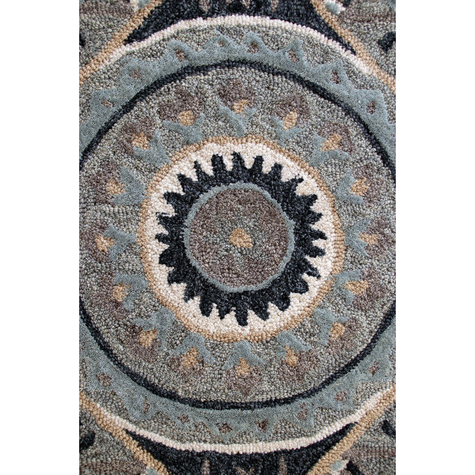 3 Round Gray Geometric Medallion Area Rug