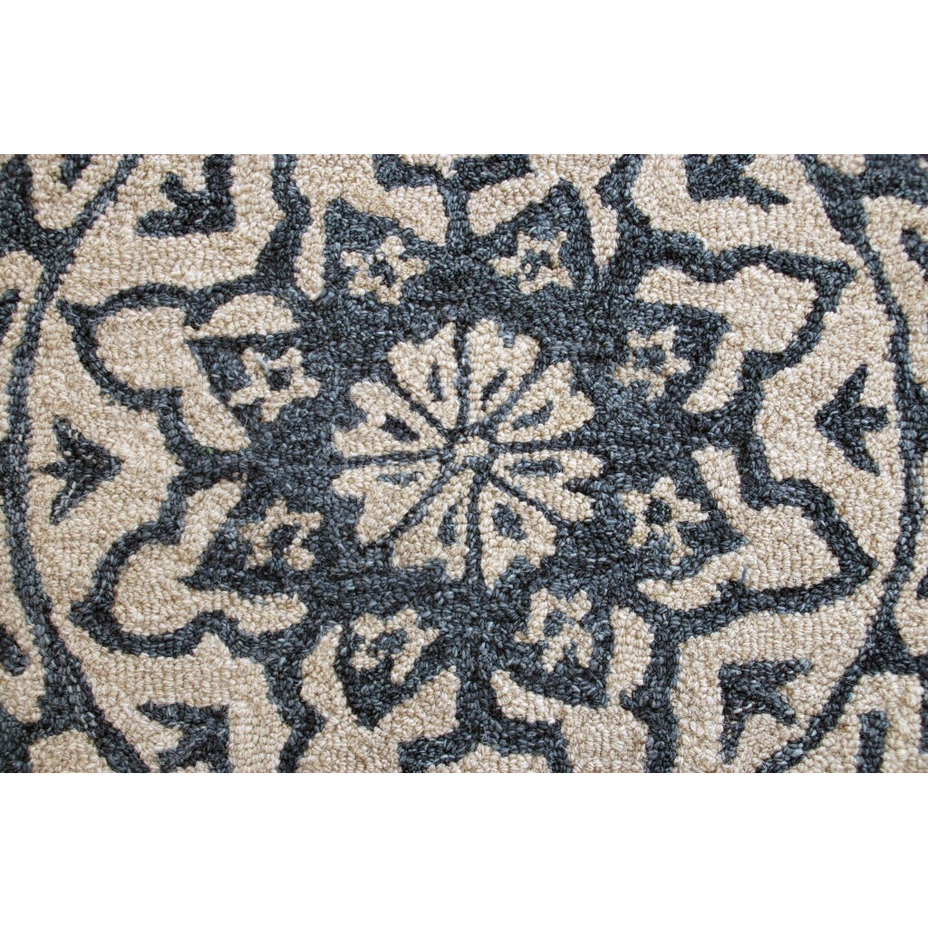 3 Round Navy And White Decorative Area Rug