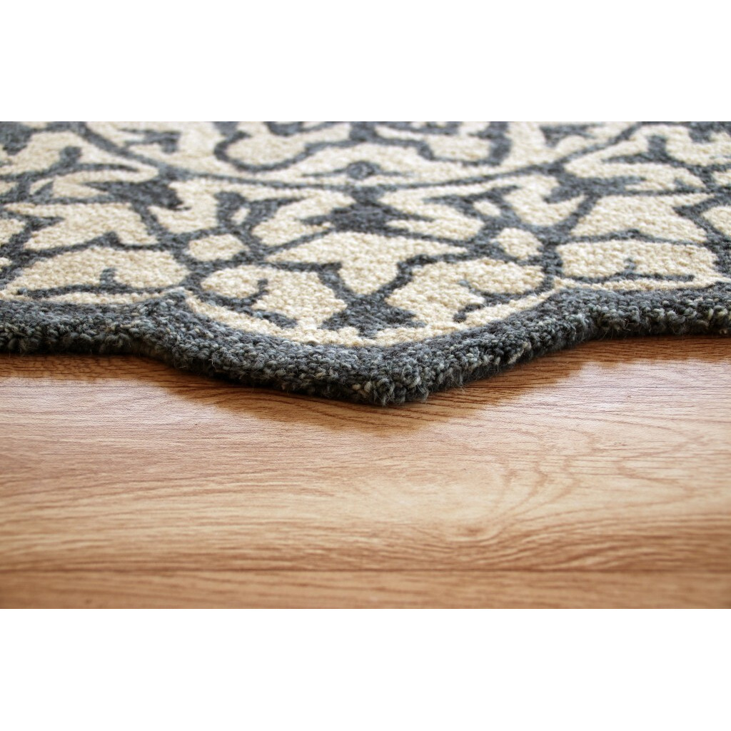 3 Round Navy And White Decorative Area Rug
