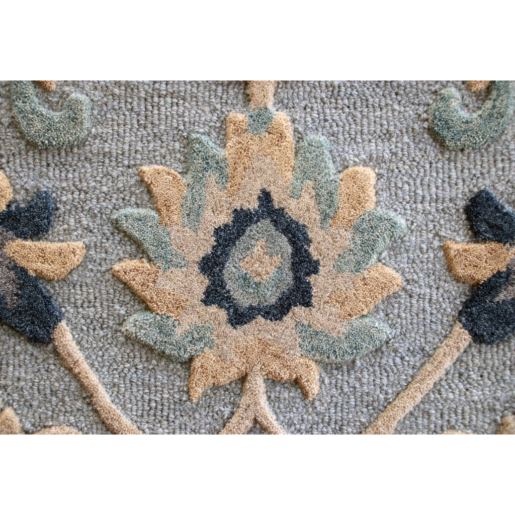 2 X 7 Blue And Beige Floral Runner Rug