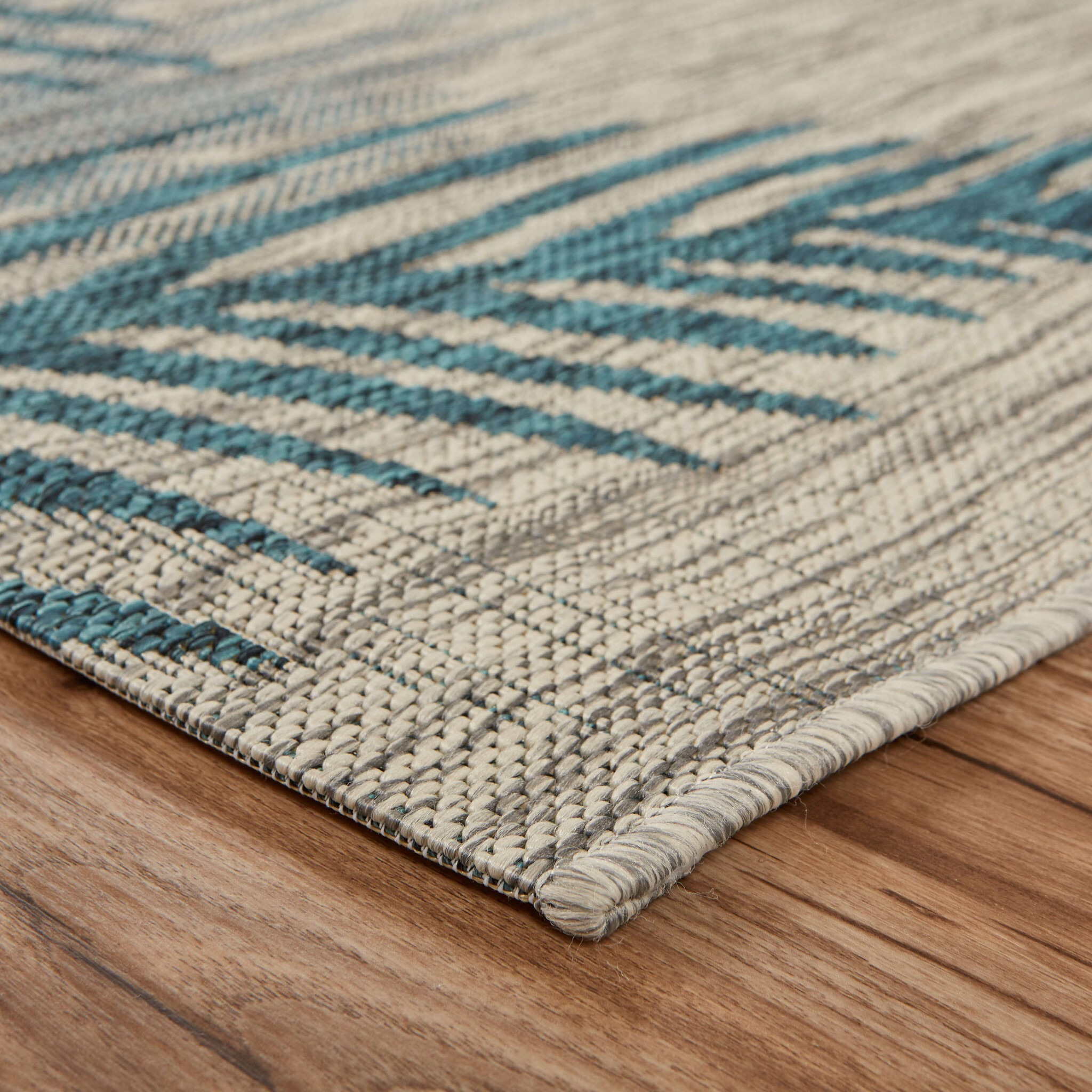 8 X 9 Gray Palm Leaves Indoor Outdoor Area Rug