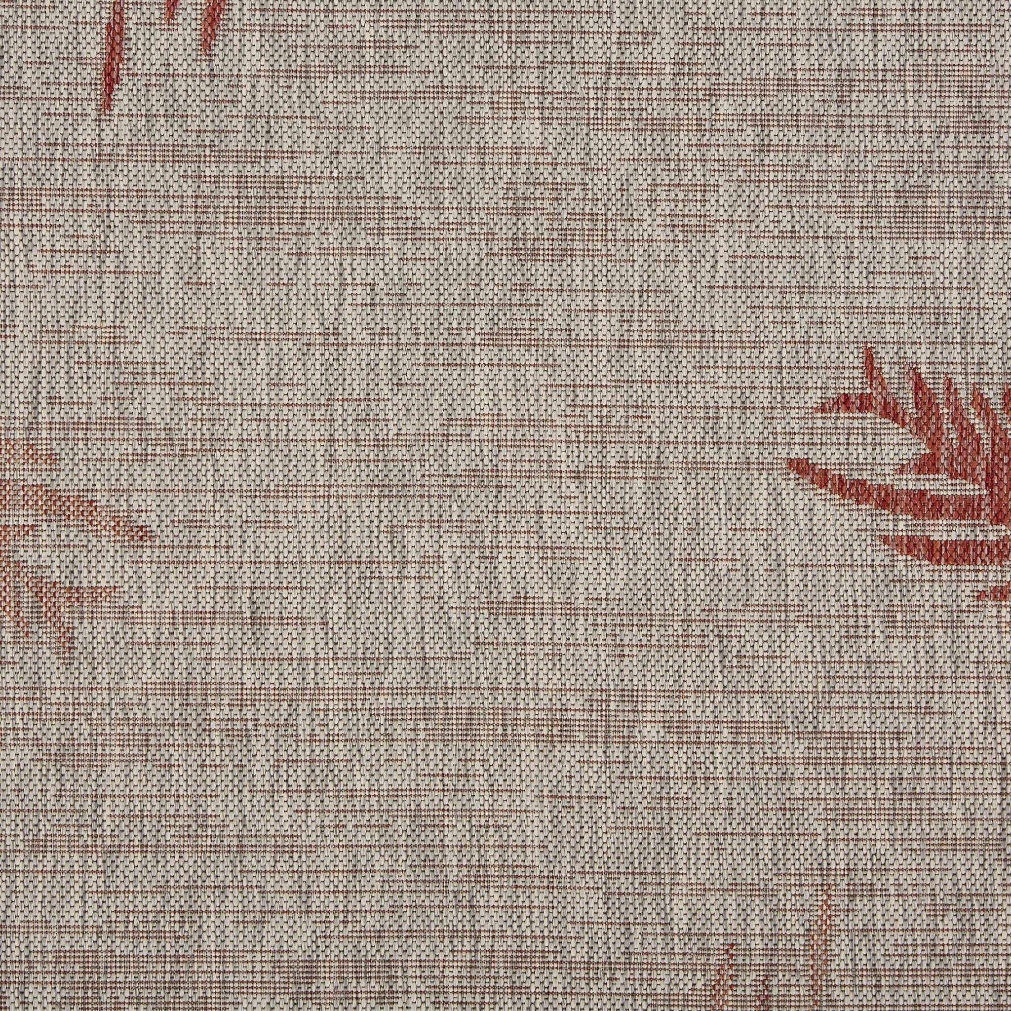 8 X 9 Red Palm Leaves Indoor Outdoor Area Rug