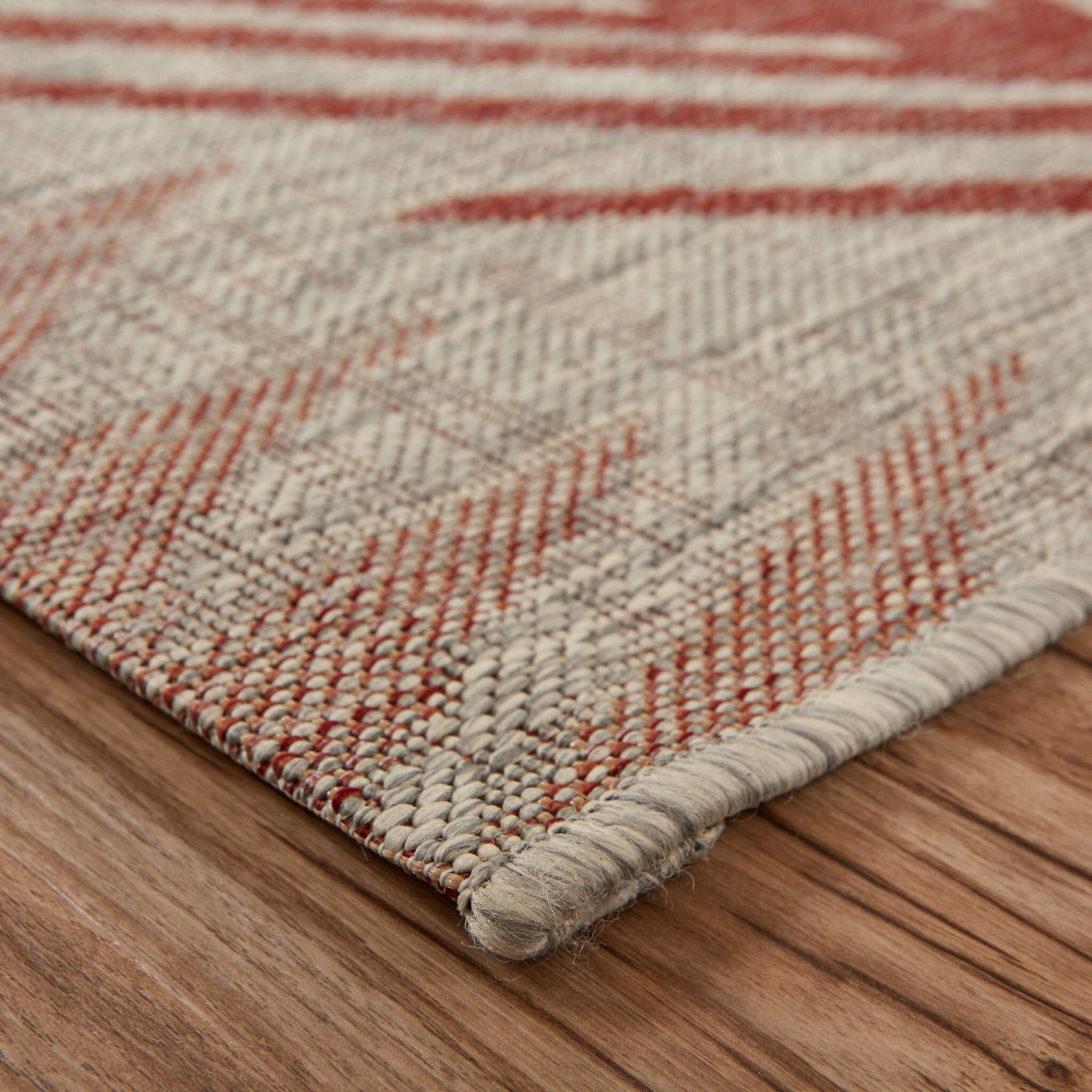 8 X 9 Red Palm Leaves Indoor Outdoor Area Rug
