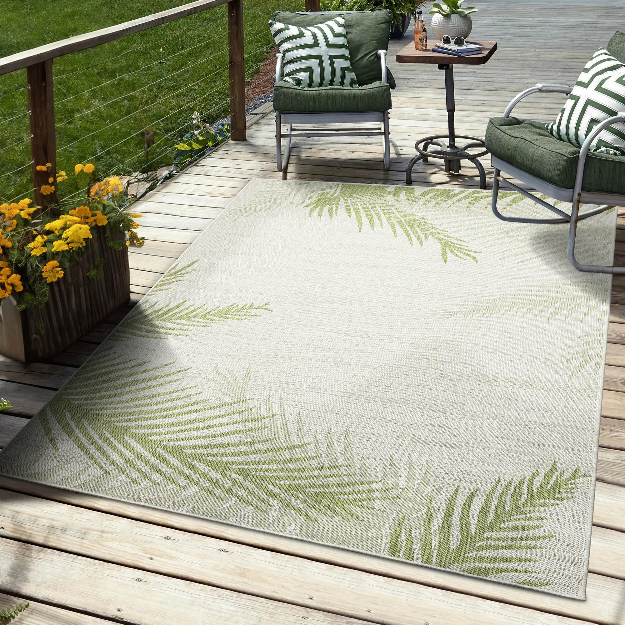 5 X 7 Green Palms Indoor Outdoor Area Rug
