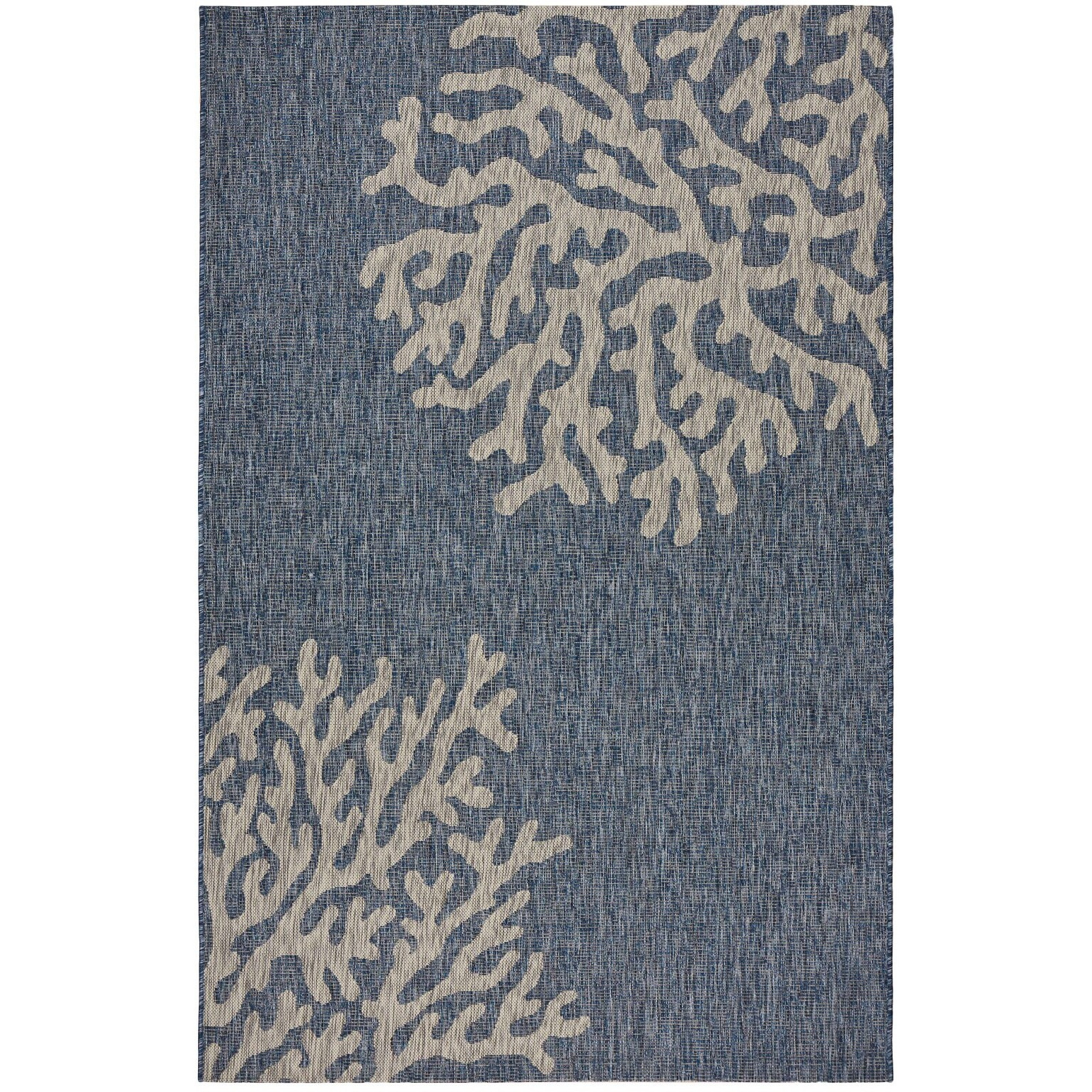 8 X 9 Navy Coral Reef Indoor Outdoor Area Rug