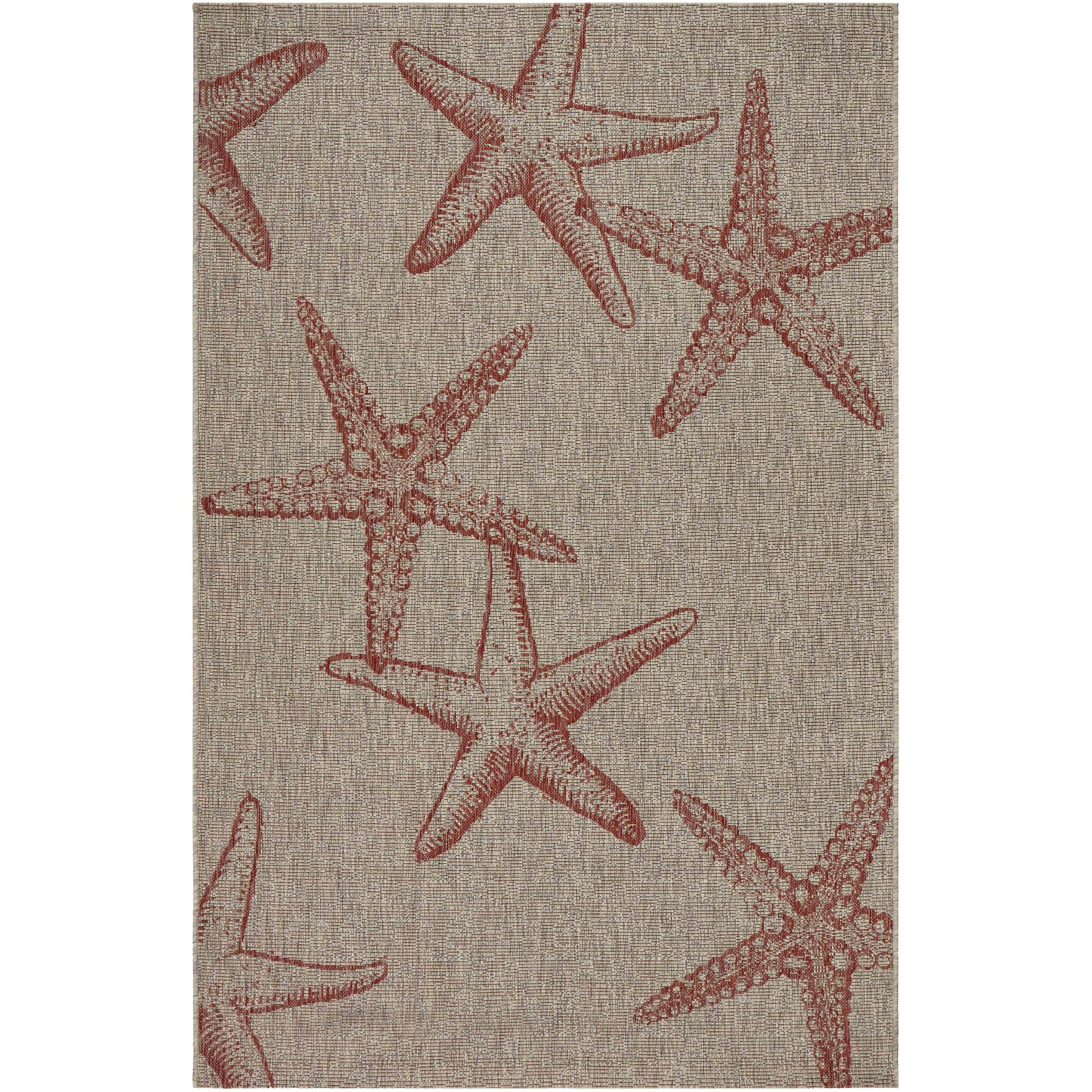 8 X 9 Red Starfish Indoor Outdoor Area Rug