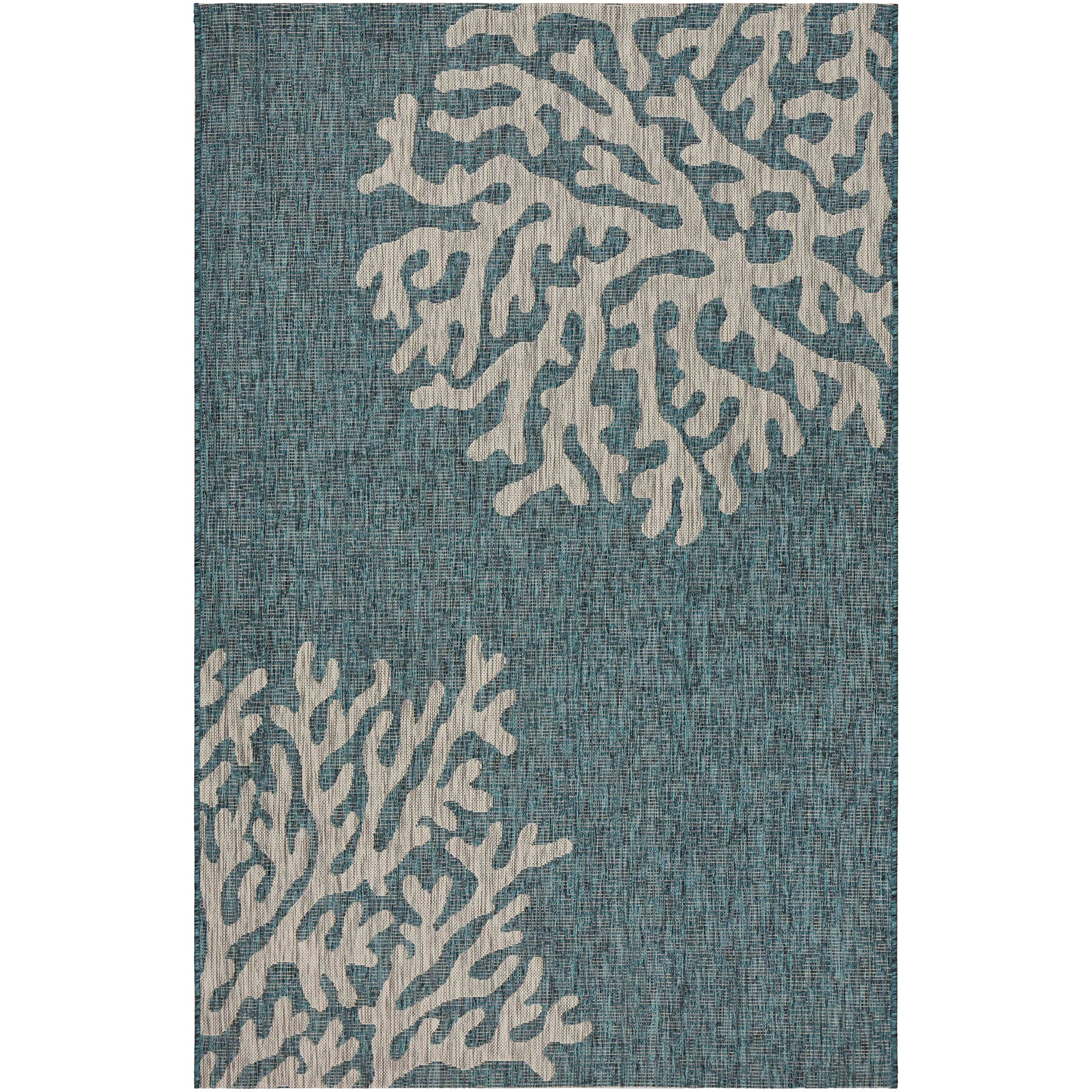 8 X 9 Blue Coral Reef Indoor Outdoor Area Rug