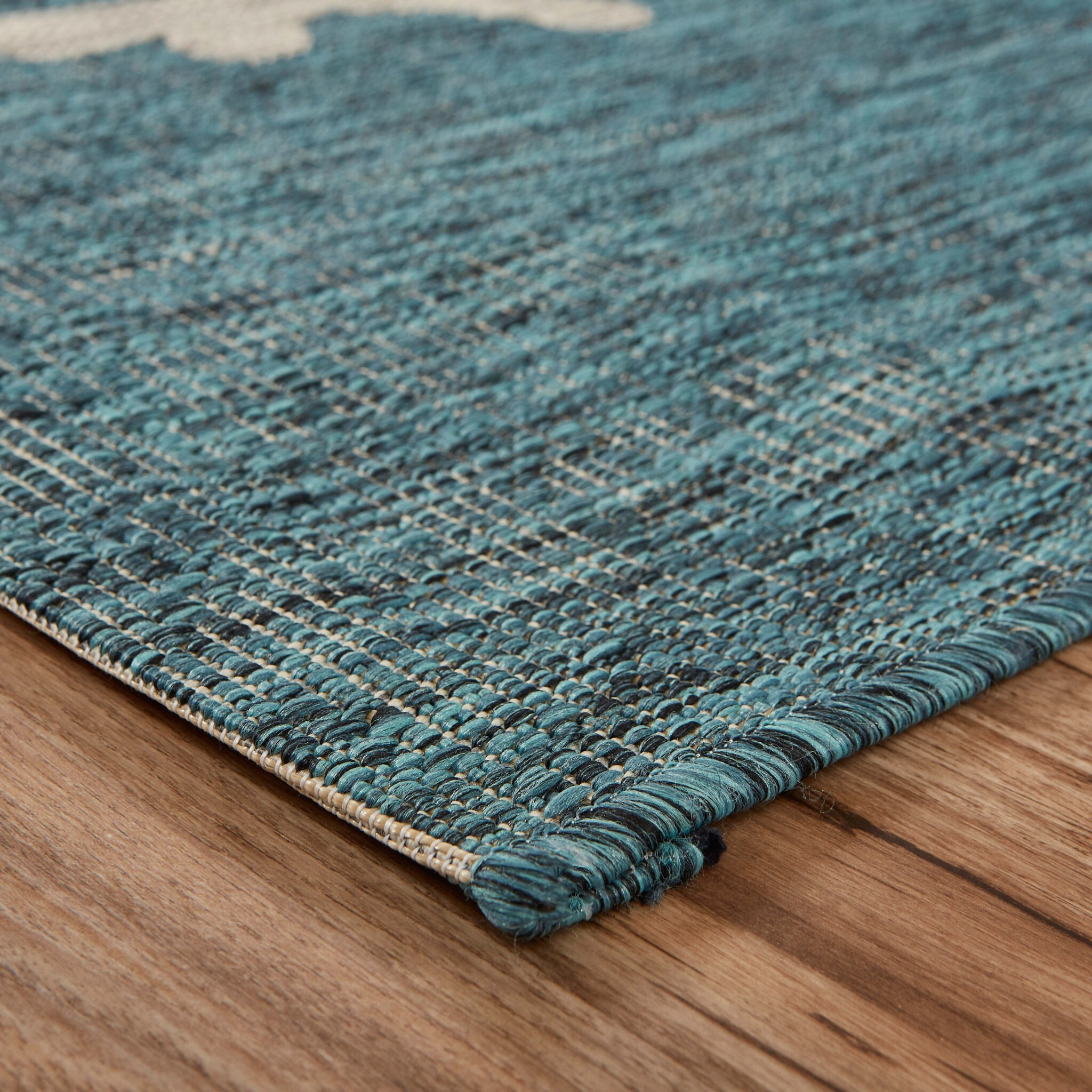 8 X 9 Blue Coral Reef Indoor Outdoor Area Rug