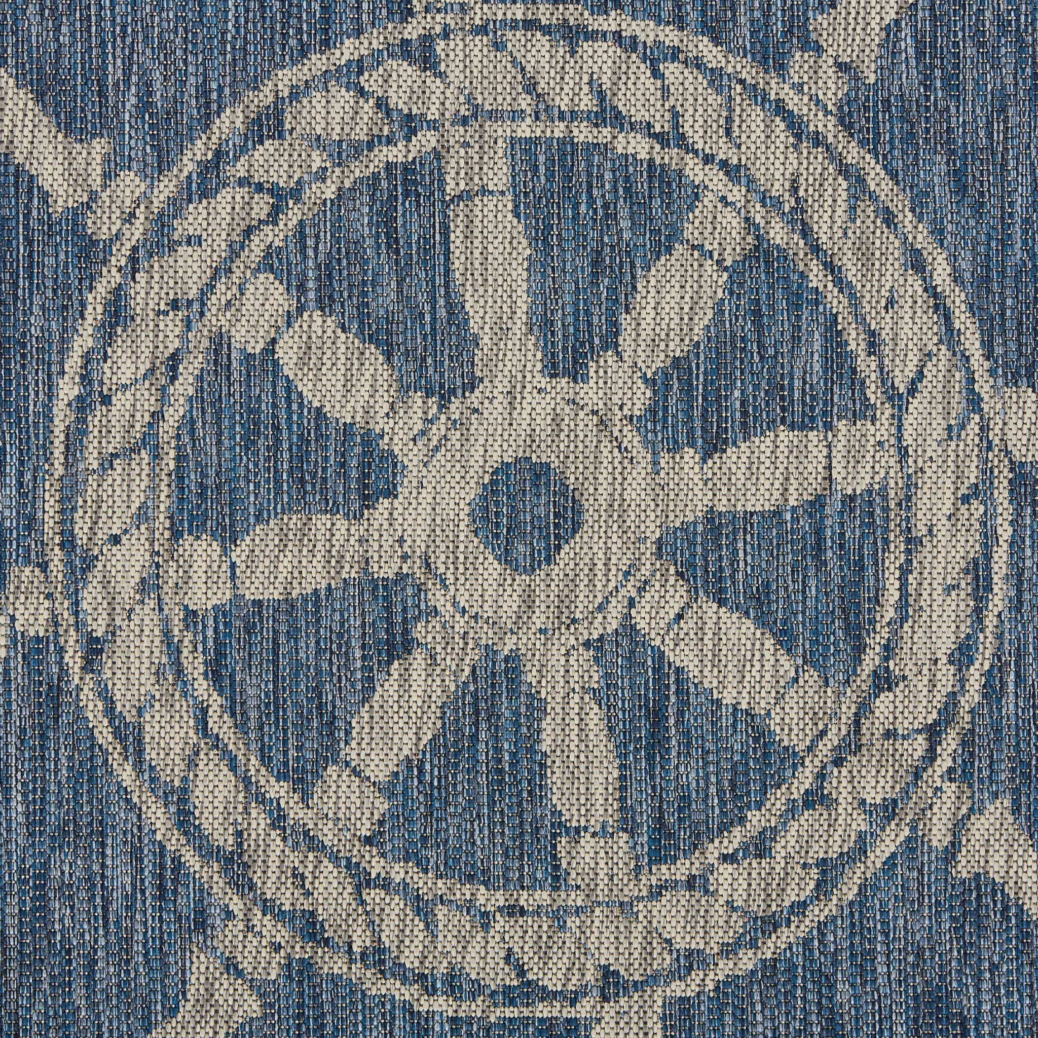 8 X 9 Navy Ship Helm Indoor Outdoor Area Rug
