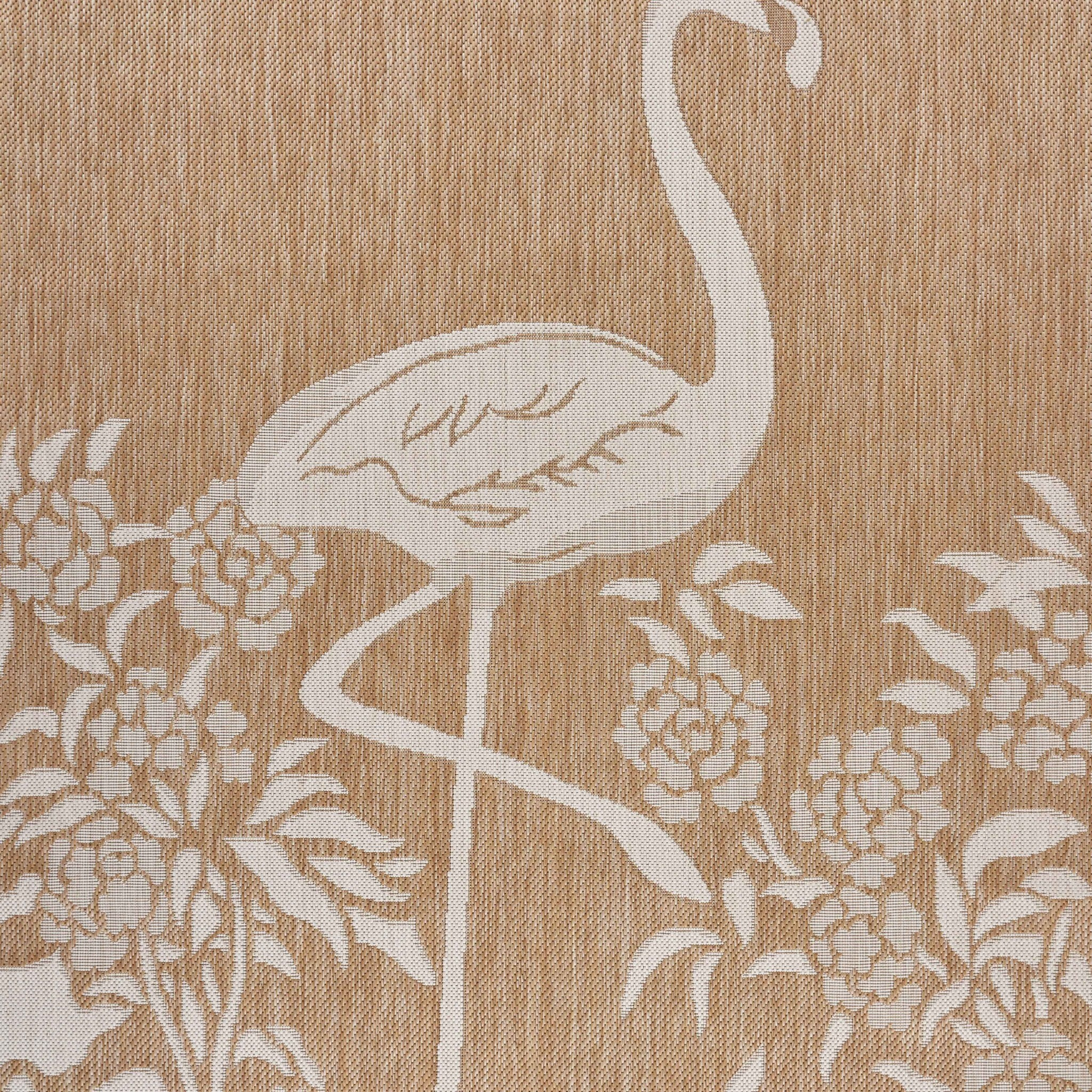 5 X 7 Tan Flamingo Indoor Outdoor Area Rug