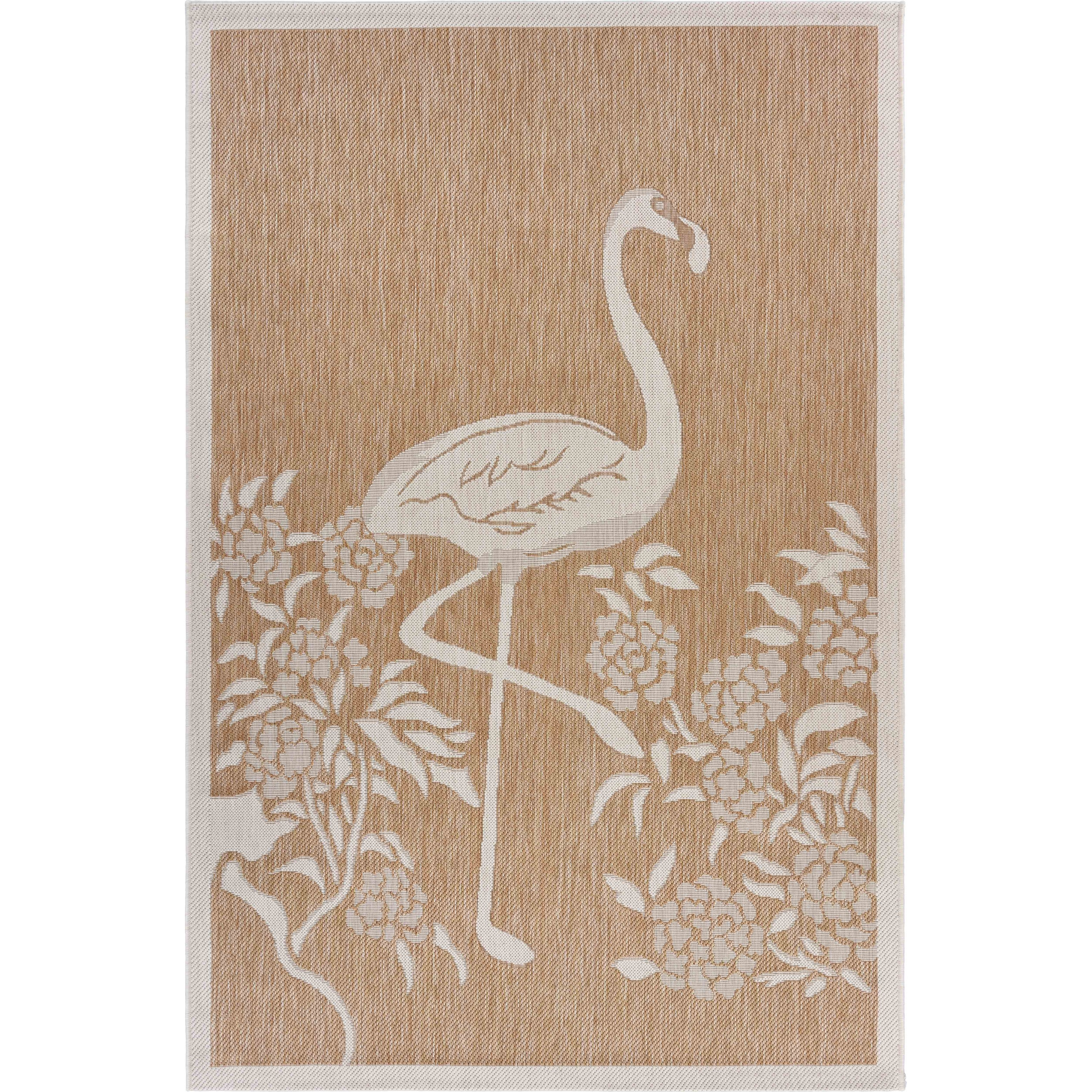 8 X 10 Tan Flamingo Indoor Outdoor Area Rug