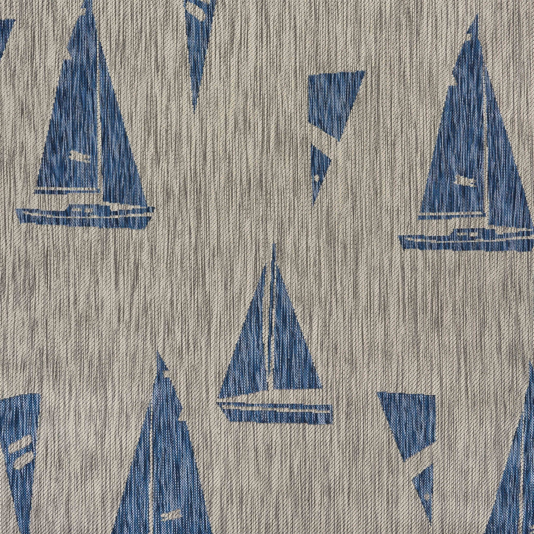 8 X 10 Gray Sailboat Indoor Outdoor Area Rug