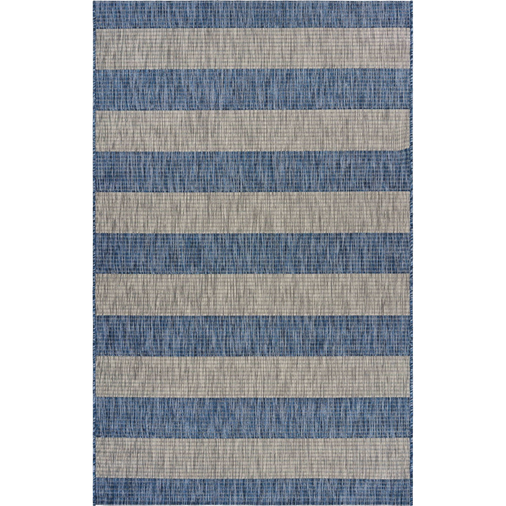 8 X 10 Navy Stripes Indoor Outdoor Area Rug