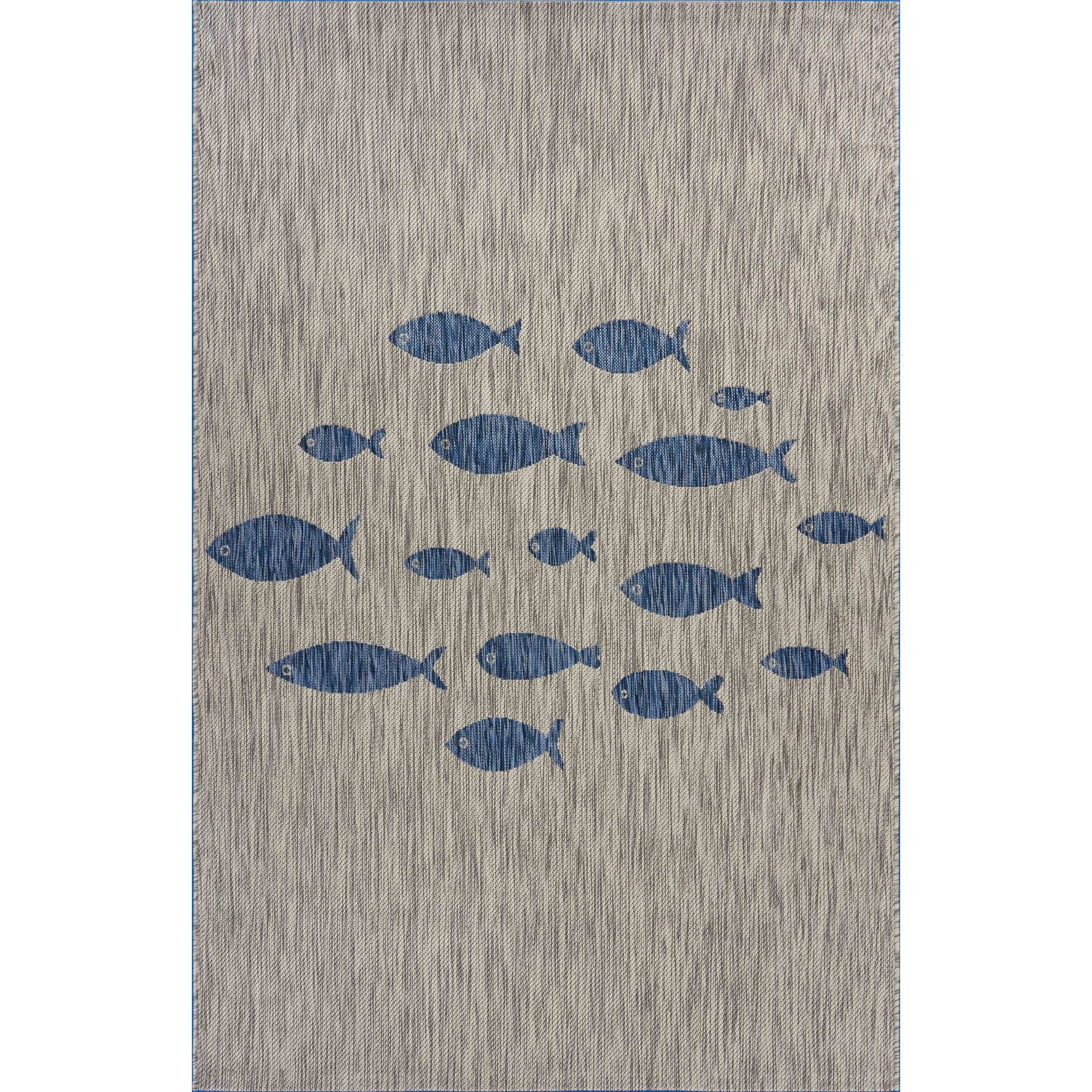 8 X 10 Gray Coastal Indoor Outdoor Area Rug