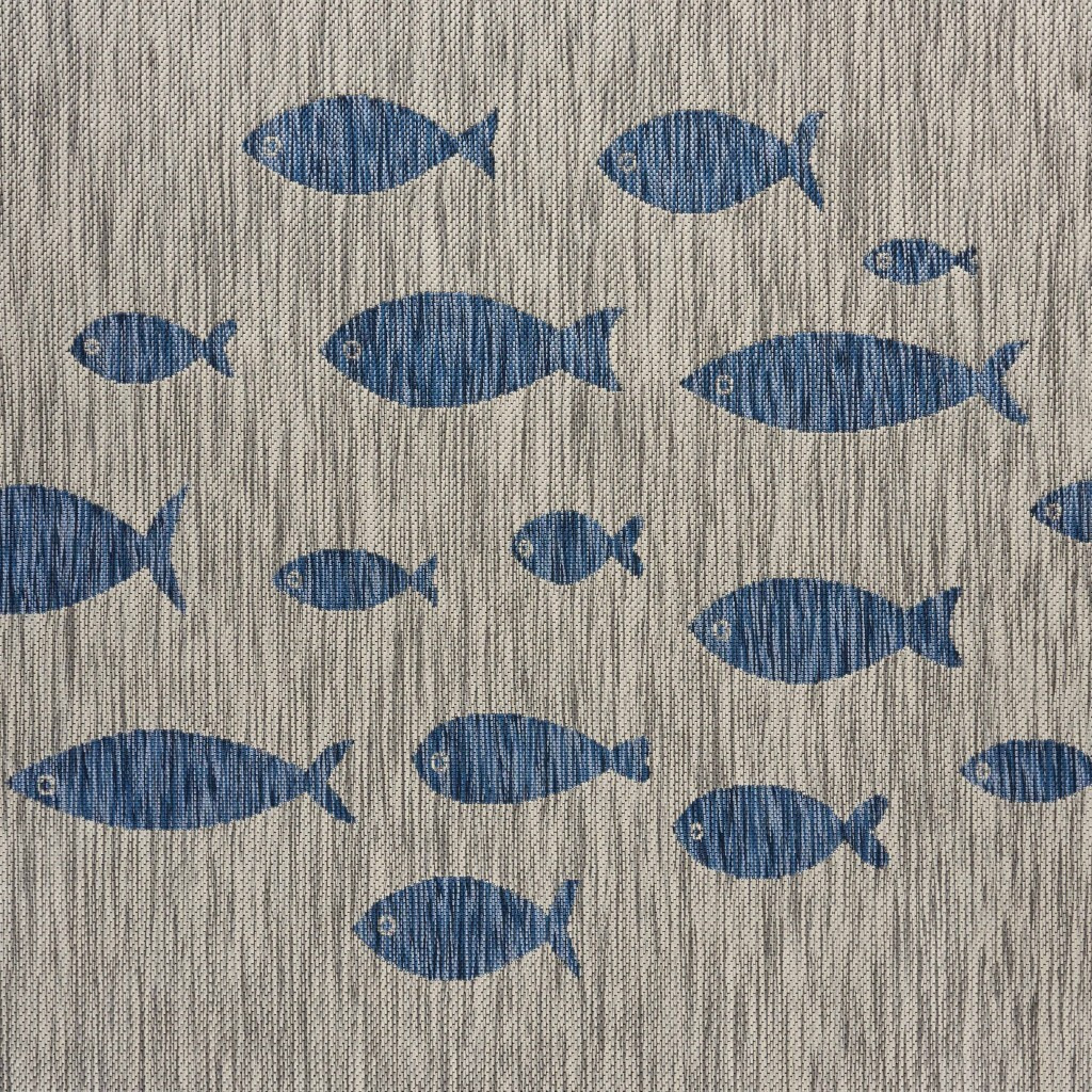 8 X 10 Gray Coastal Indoor Outdoor Area Rug