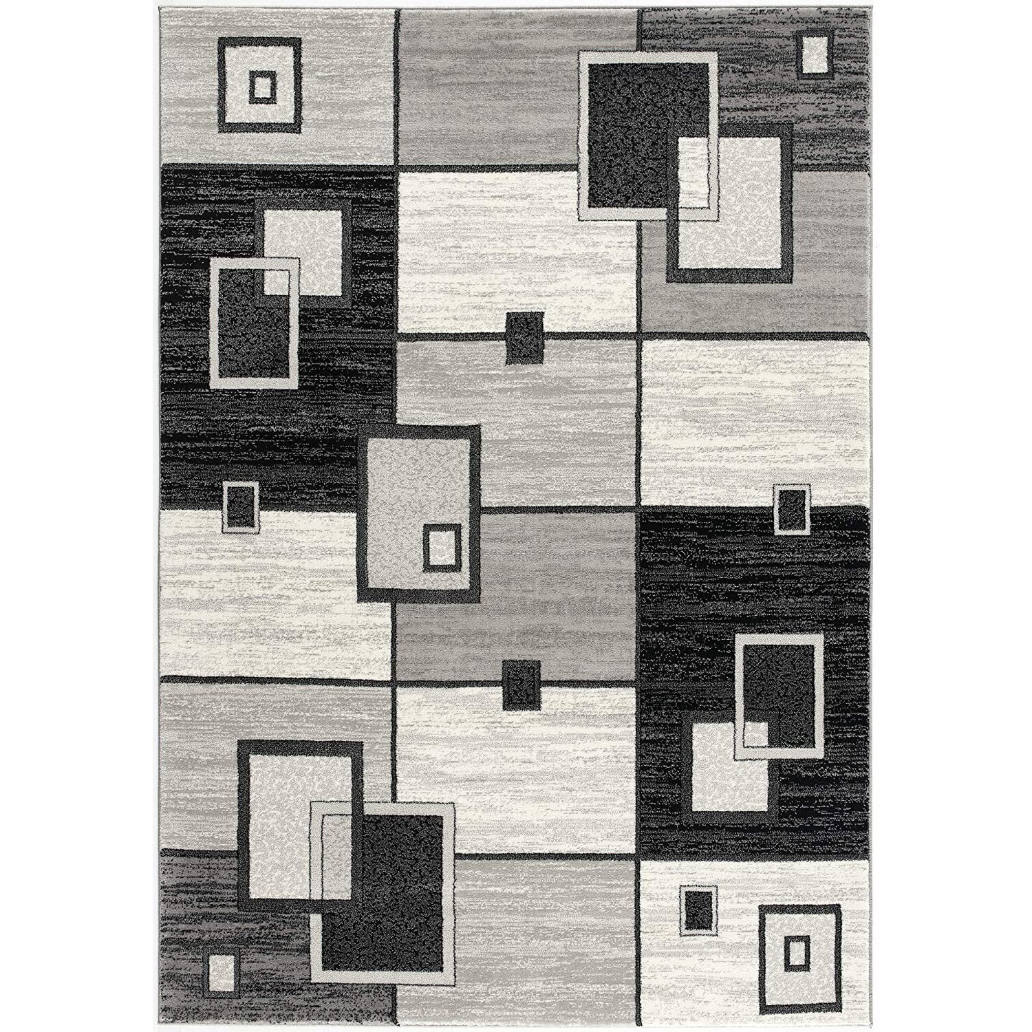 2 X 13 Gray Asymmetric Blocks Runner Rug