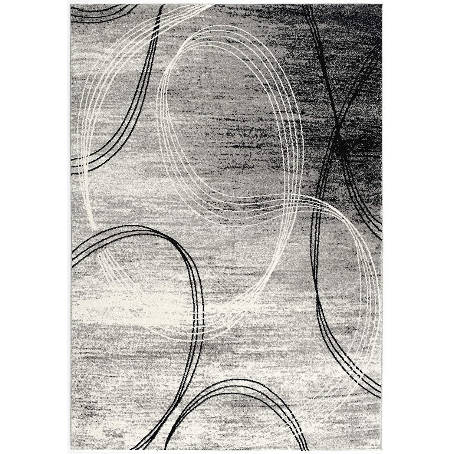 5 X 8 Gray Distressed Swirls Area Rug