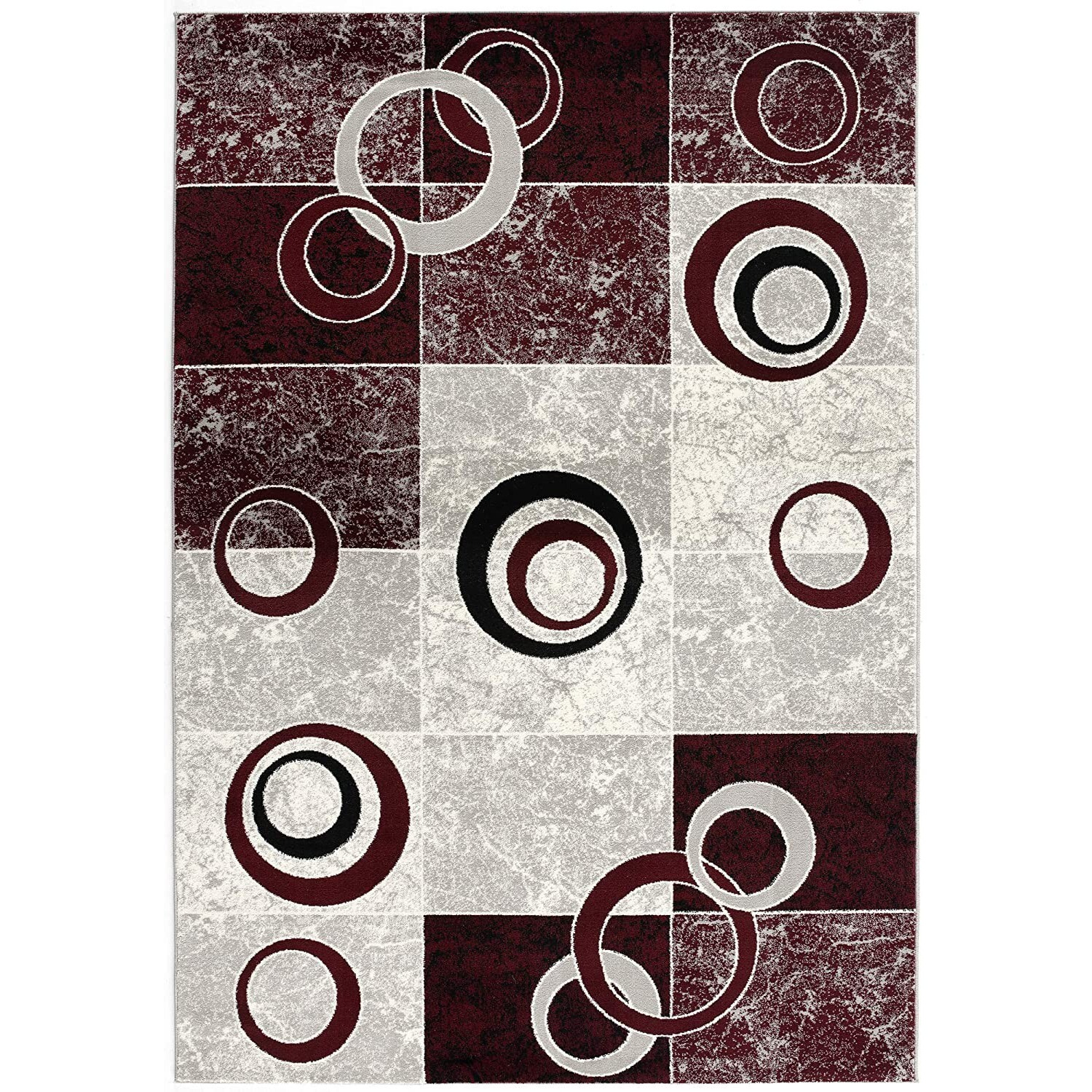 2 X 10 Red And White Inverse Circles Runner Rug