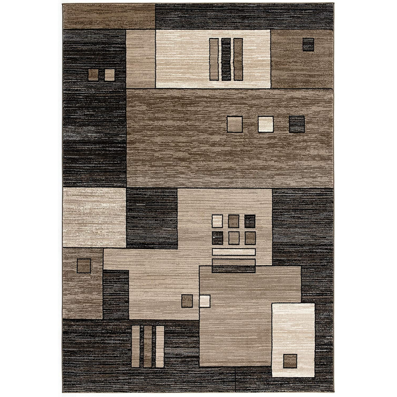 8 X 11 Beige And Brown Geometric Area Rug