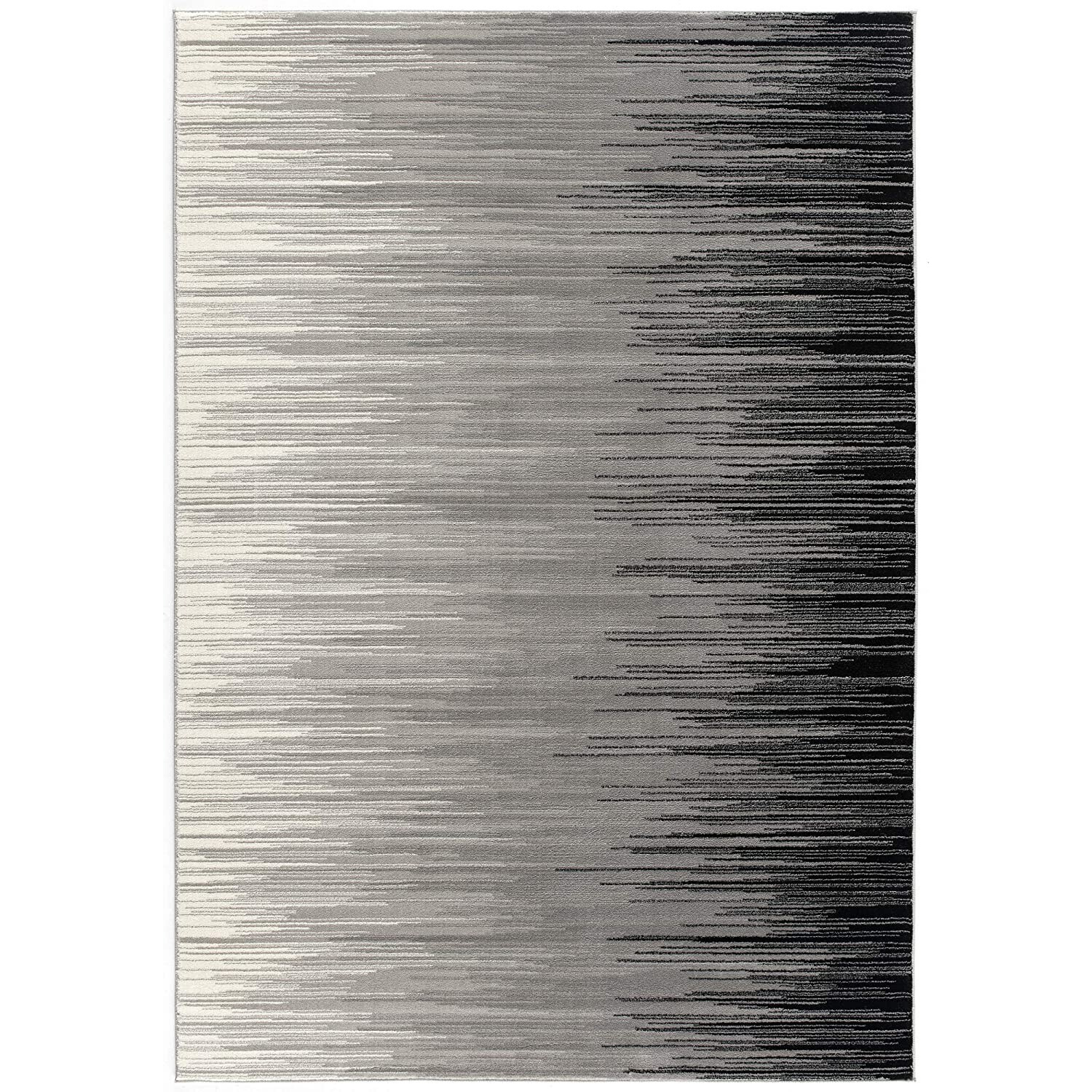 7 X 9 Black Transitional Striped Area Rug