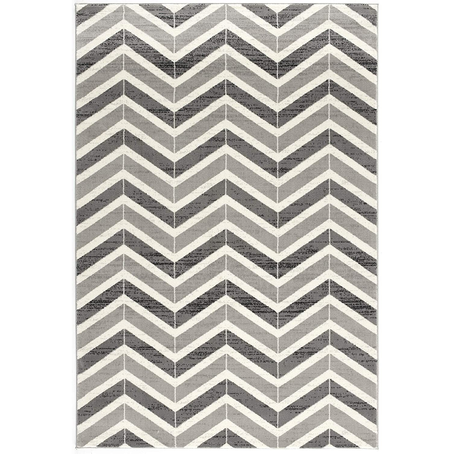 4 X 6 Gray Distressed Chevron Area Rug
