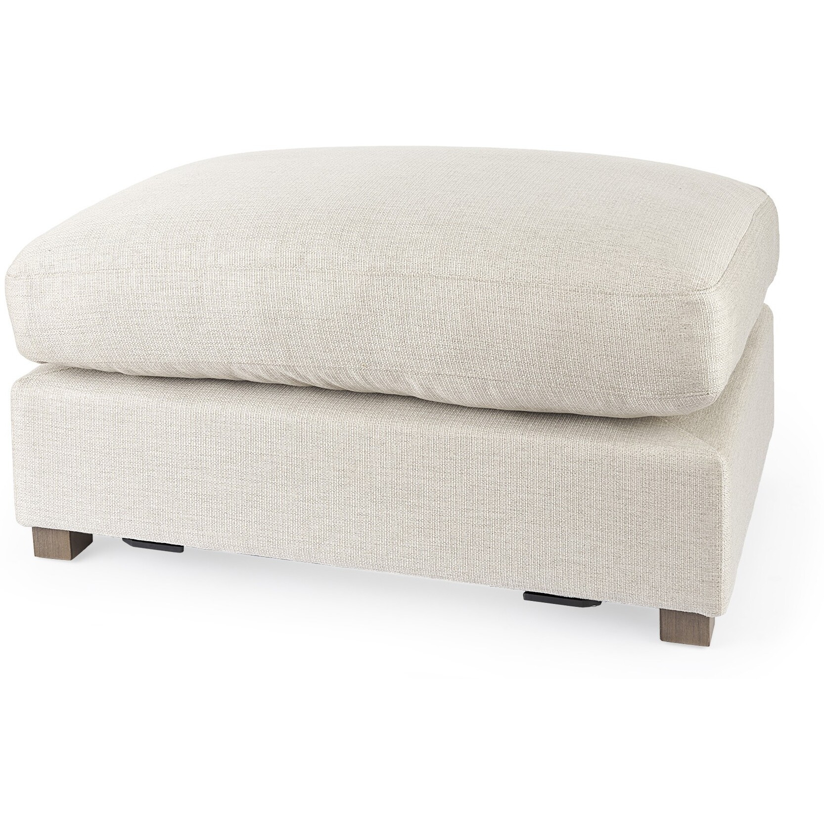 Beige Fabric Covered Half Ottoman