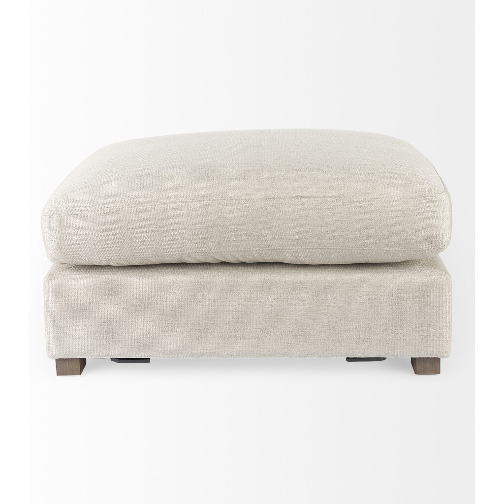 Beige Fabric Covered Half Ottoman