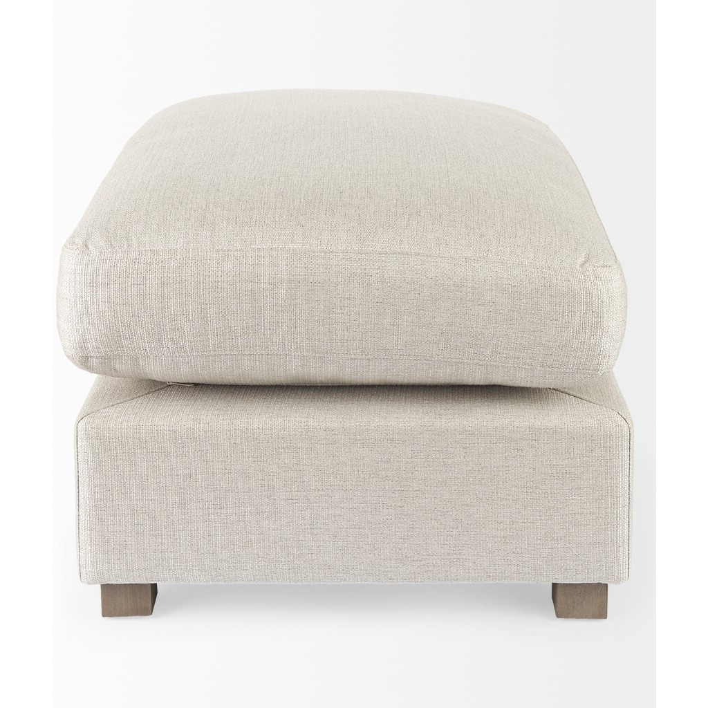 Beige Fabric Covered Half Ottoman