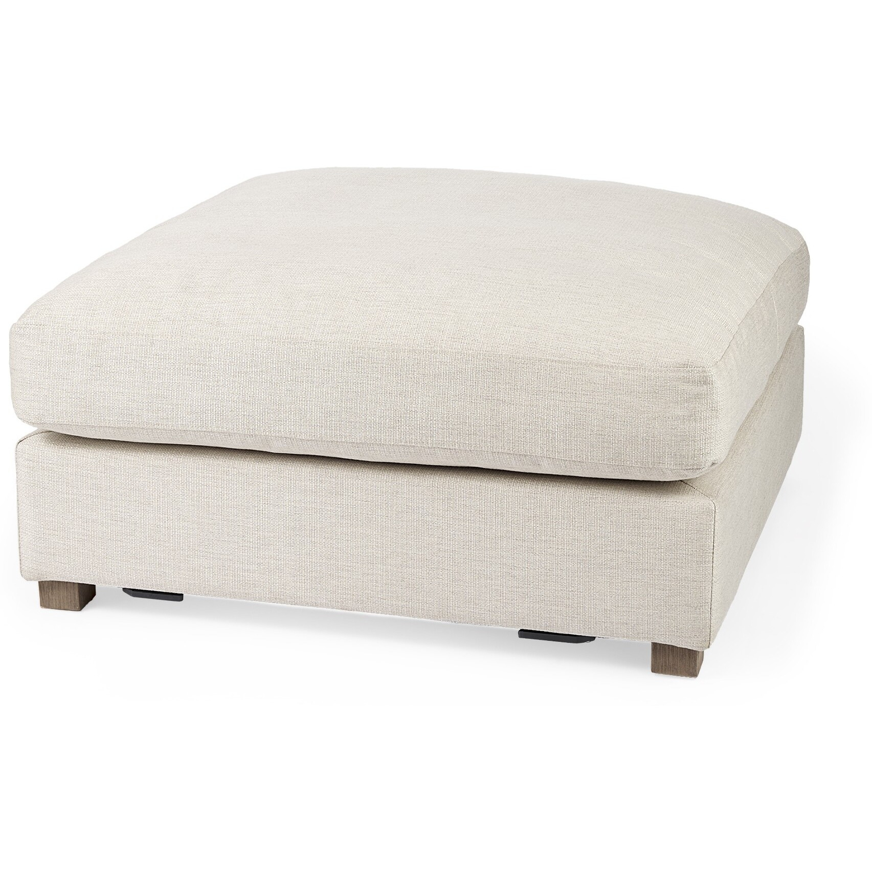 Beige Fabric Covered Full Size Ottoman