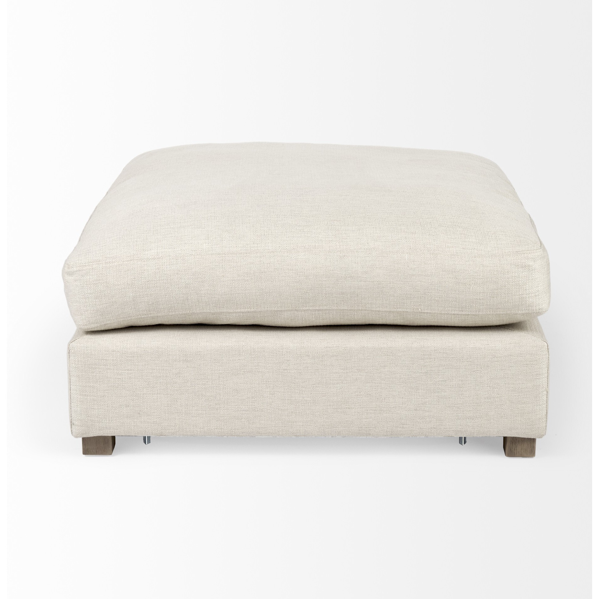 Beige Fabric Covered Full Size Ottoman