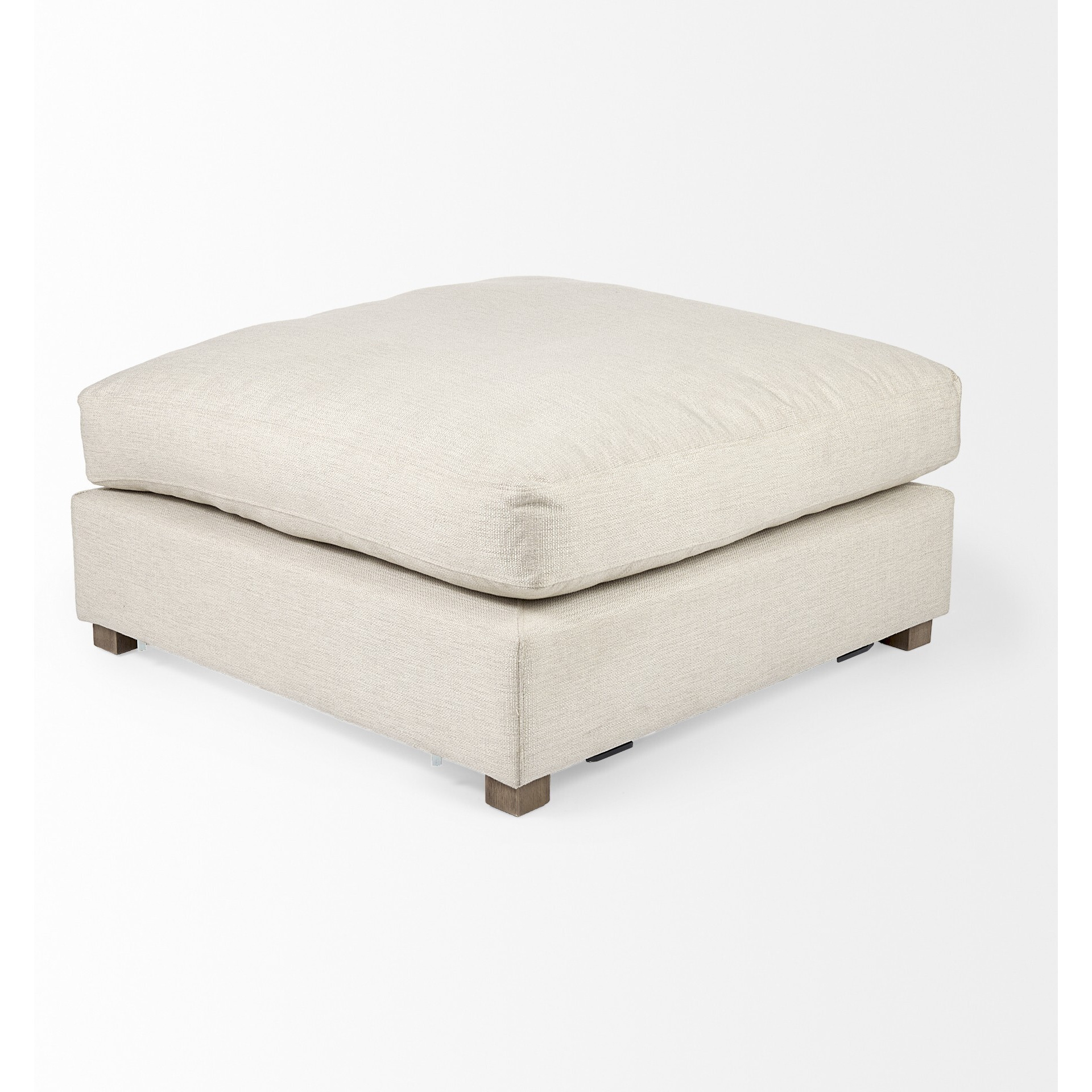Beige Fabric Covered Full Size Ottoman