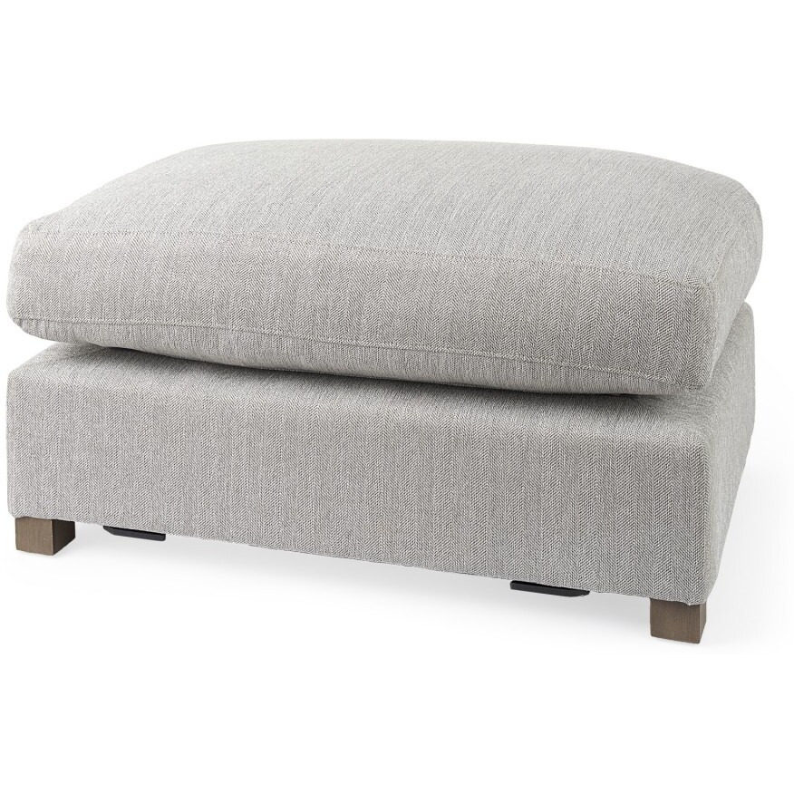 Light Gray Fabric Covered Half Ottoman