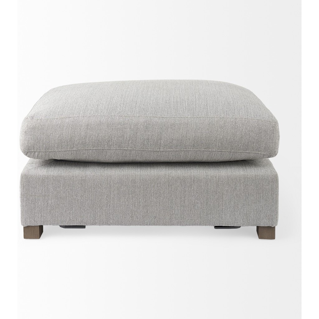 Light Gray Fabric Covered Half Ottoman
