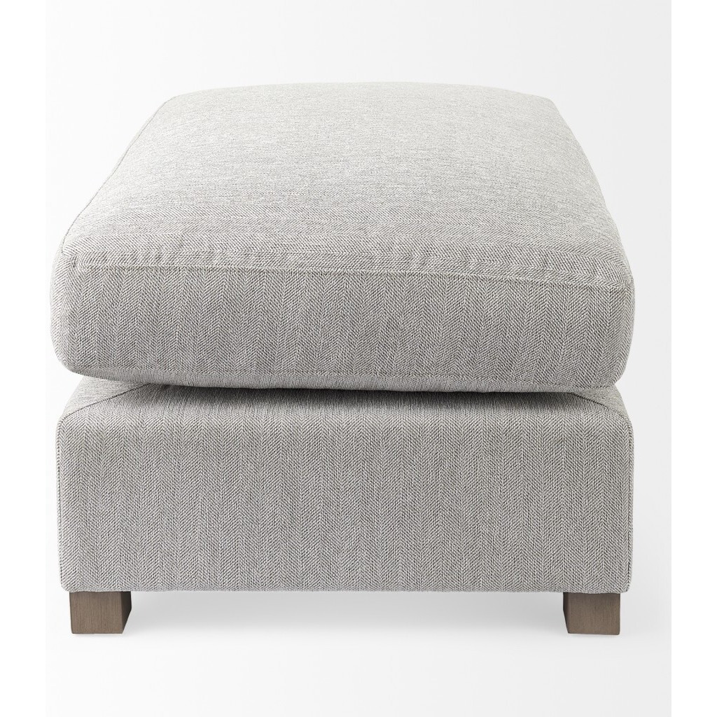 Light Gray Fabric Covered Half Ottoman
