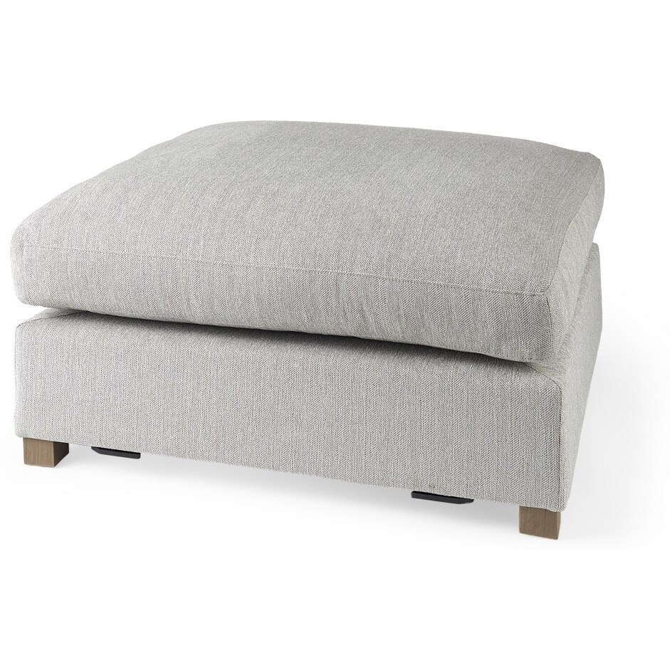 Light Gray Fabric Covered Full Size Ottoman