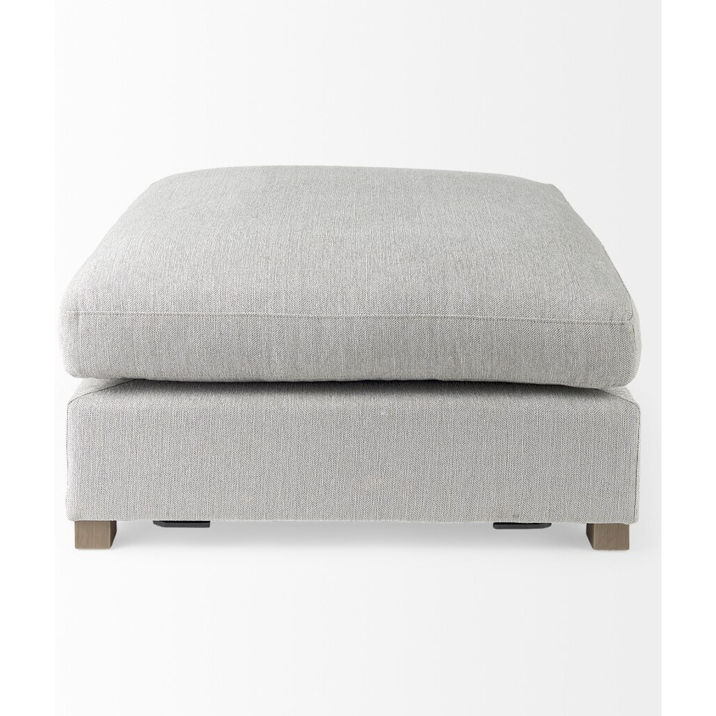 Light Gray Fabric Covered Full Size Ottoman