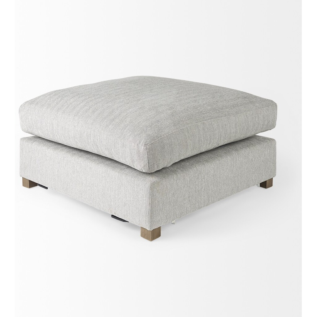 Light Gray Fabric Covered Full Size Ottoman