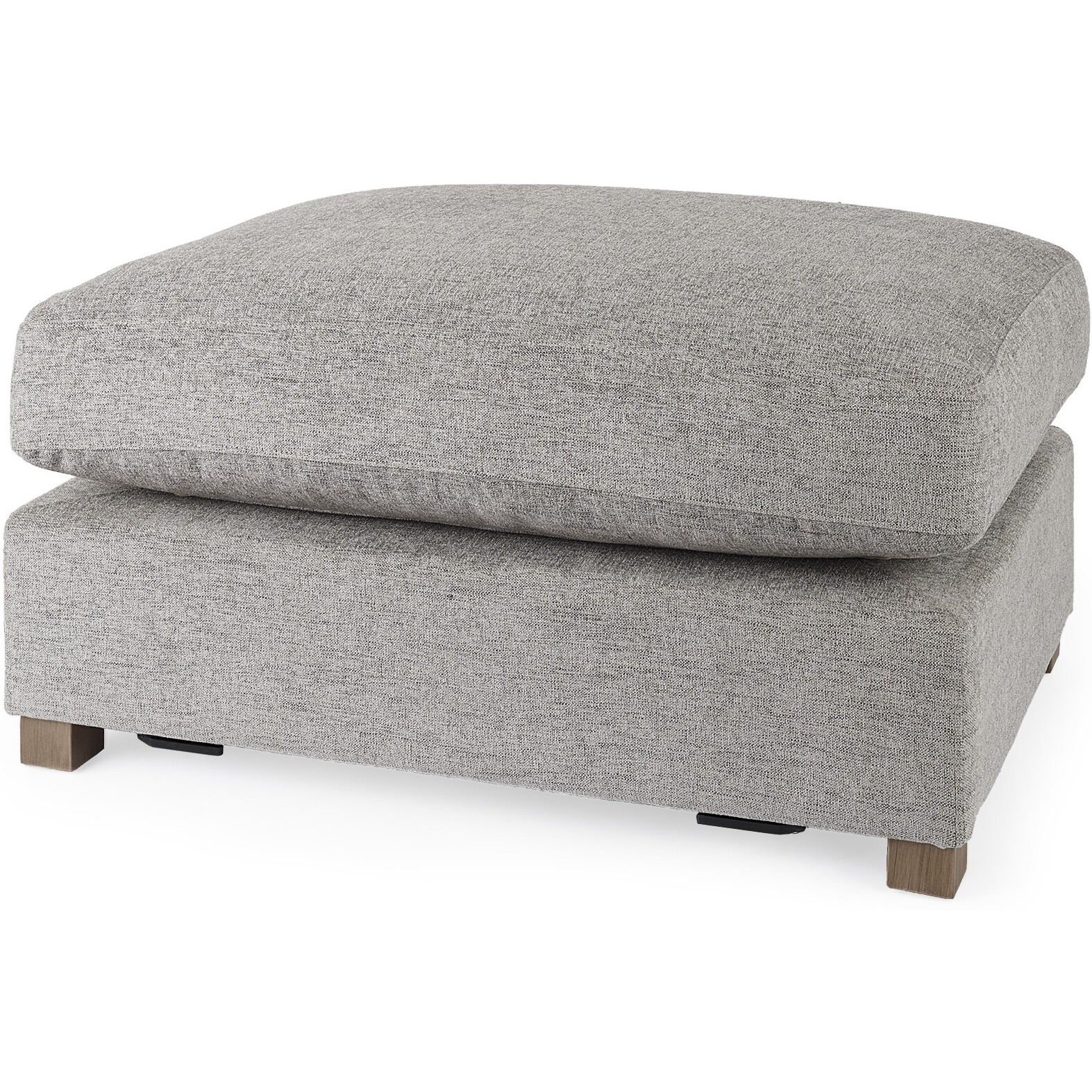 Gray Fabric Covered Half Ottoman