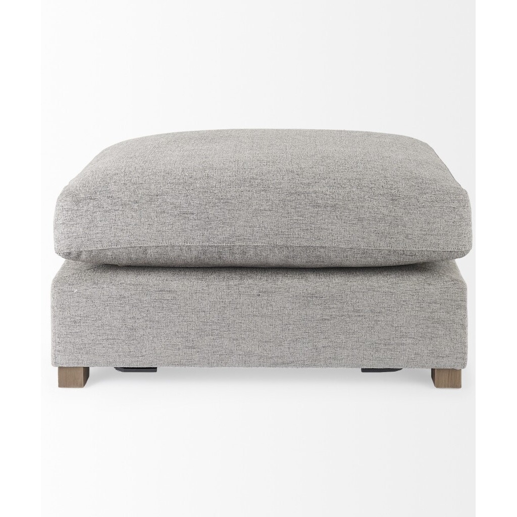Gray Fabric Covered Half Ottoman