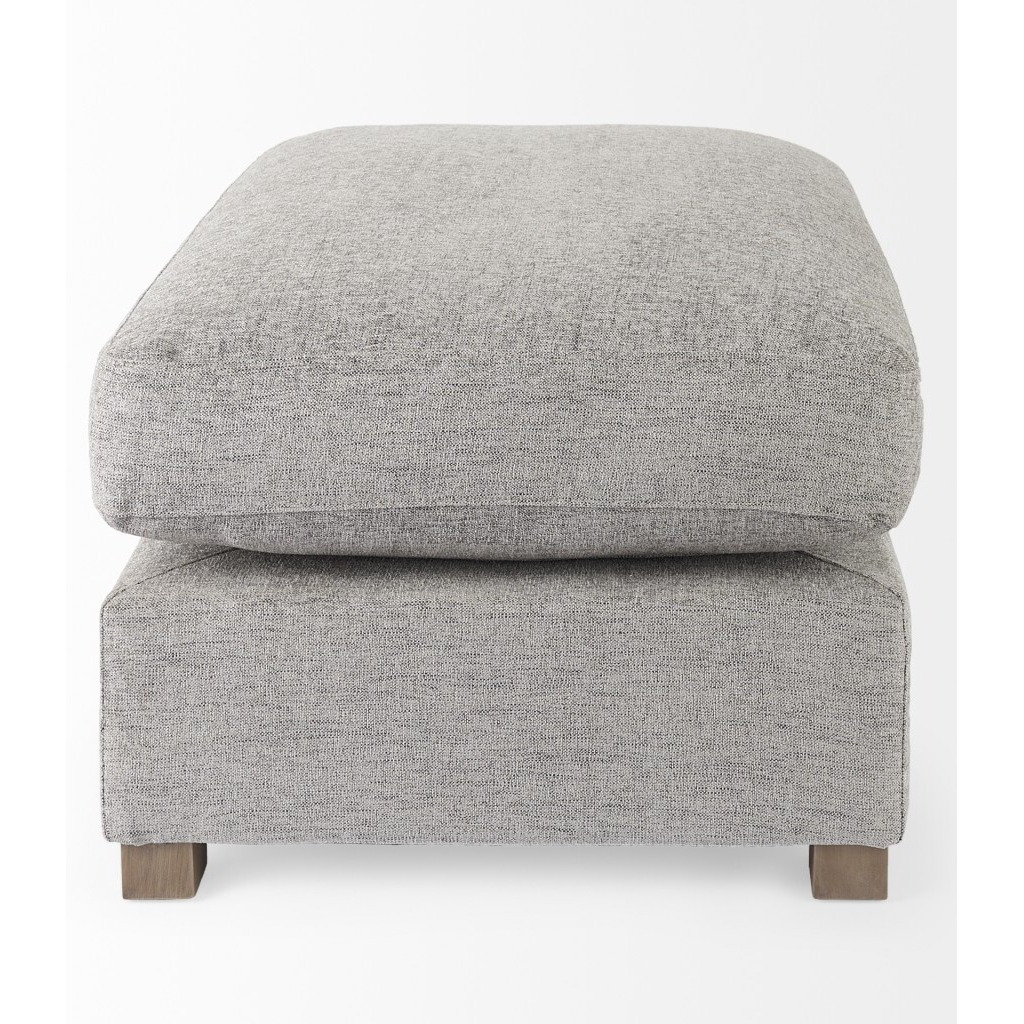 Gray Fabric Covered Half Ottoman