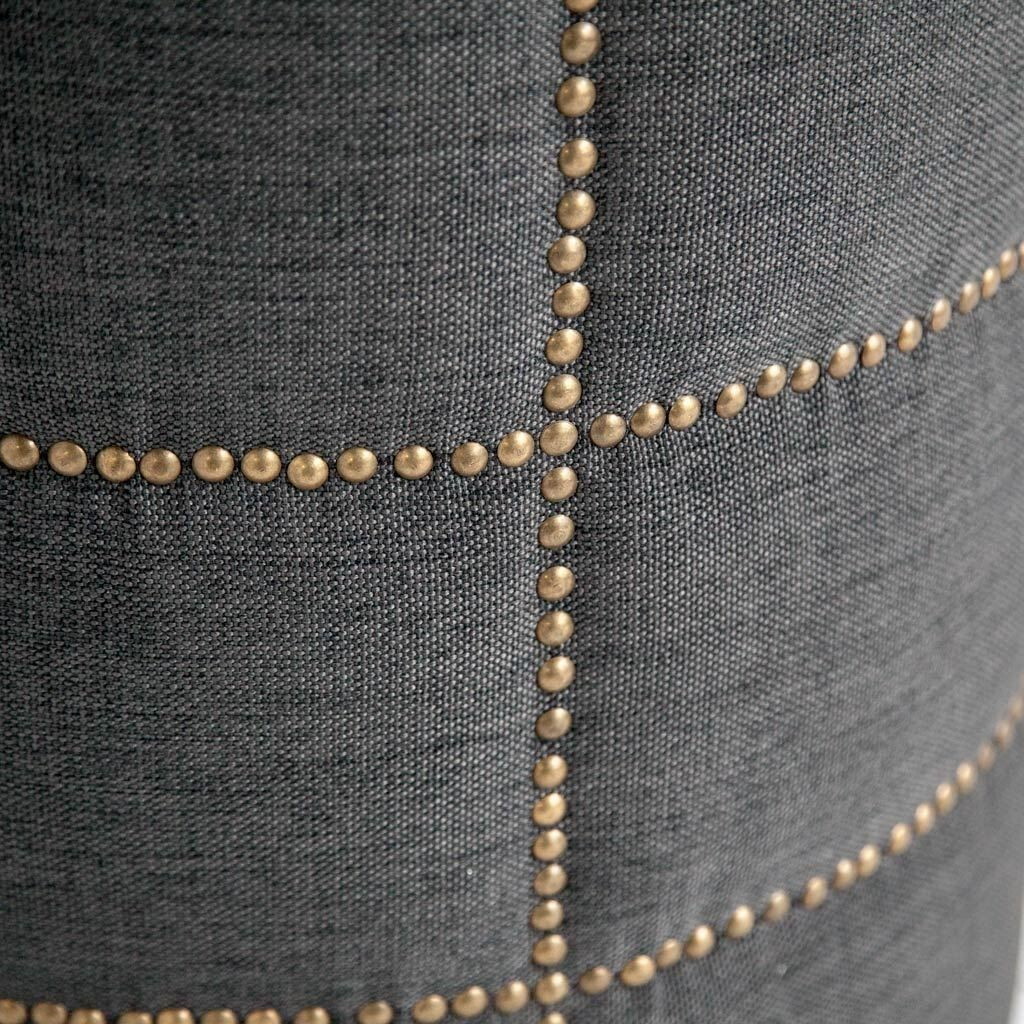 Dark Gray Ottoman With Metal Detailing